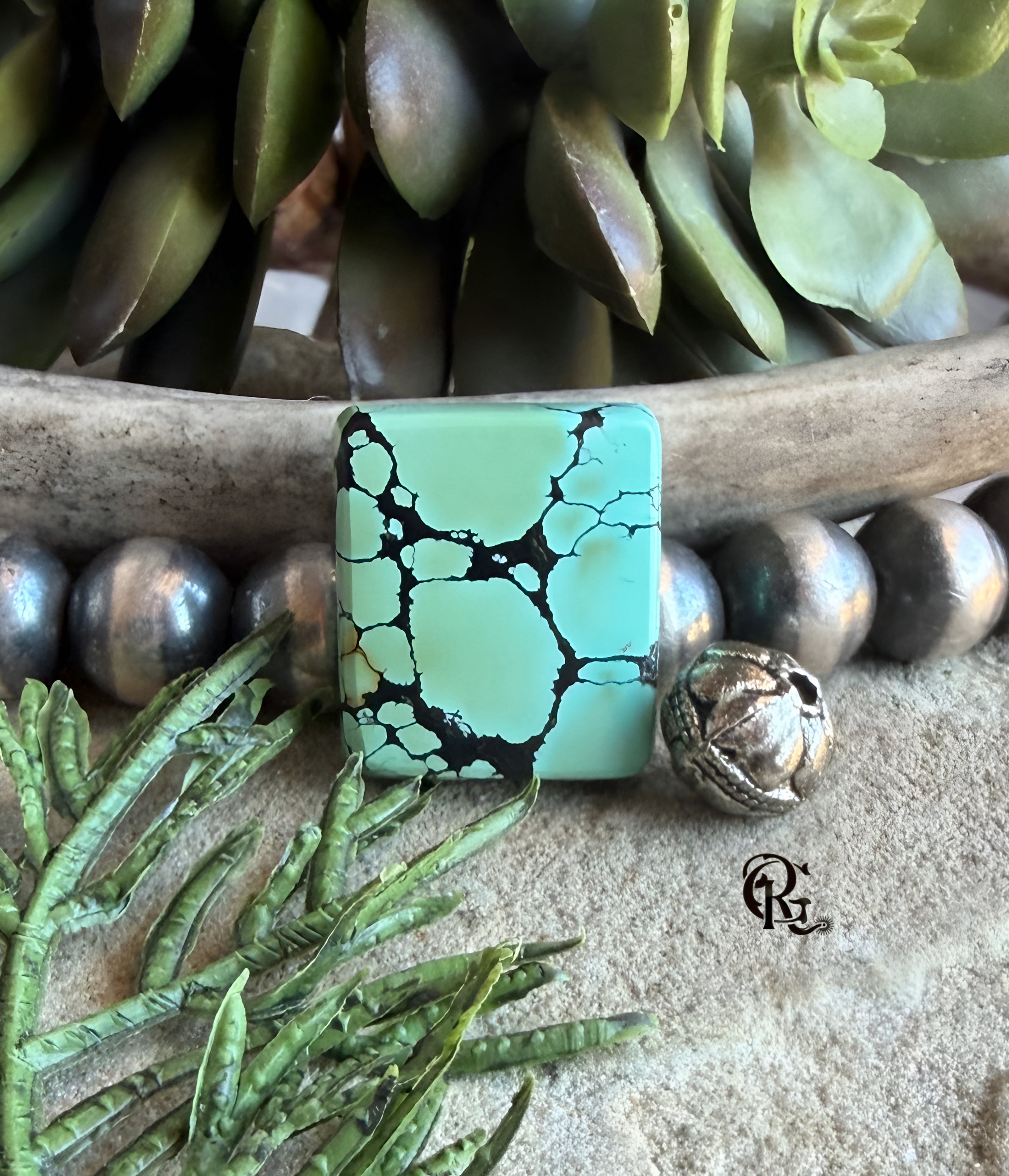 Bao Canyon Turquoise Rectangular Green Cabochon-Hubei Province Gemstone