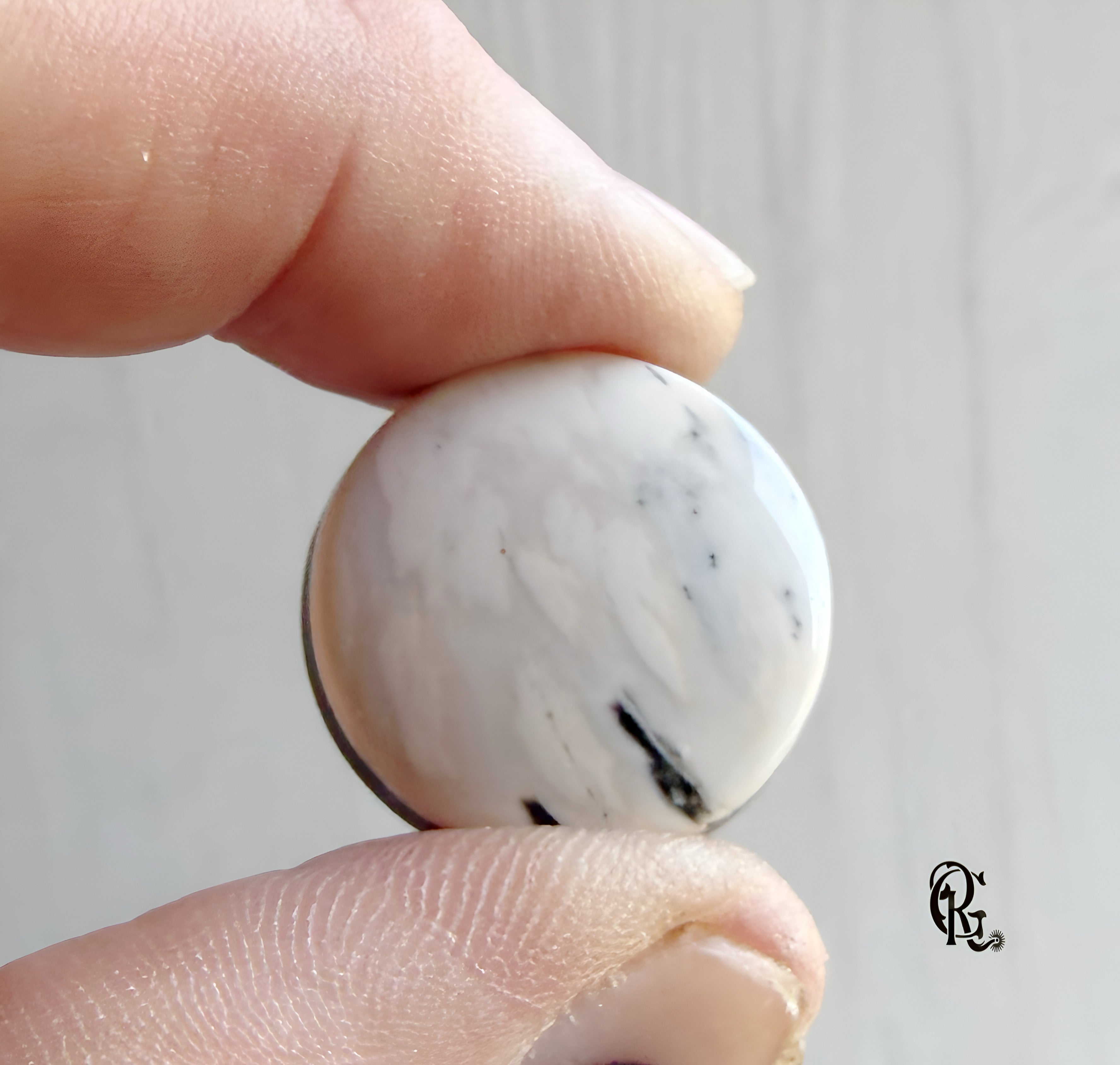 Natural White Buffalo Round Cabochon-Nevada Gemstone — Ranch Gypsy