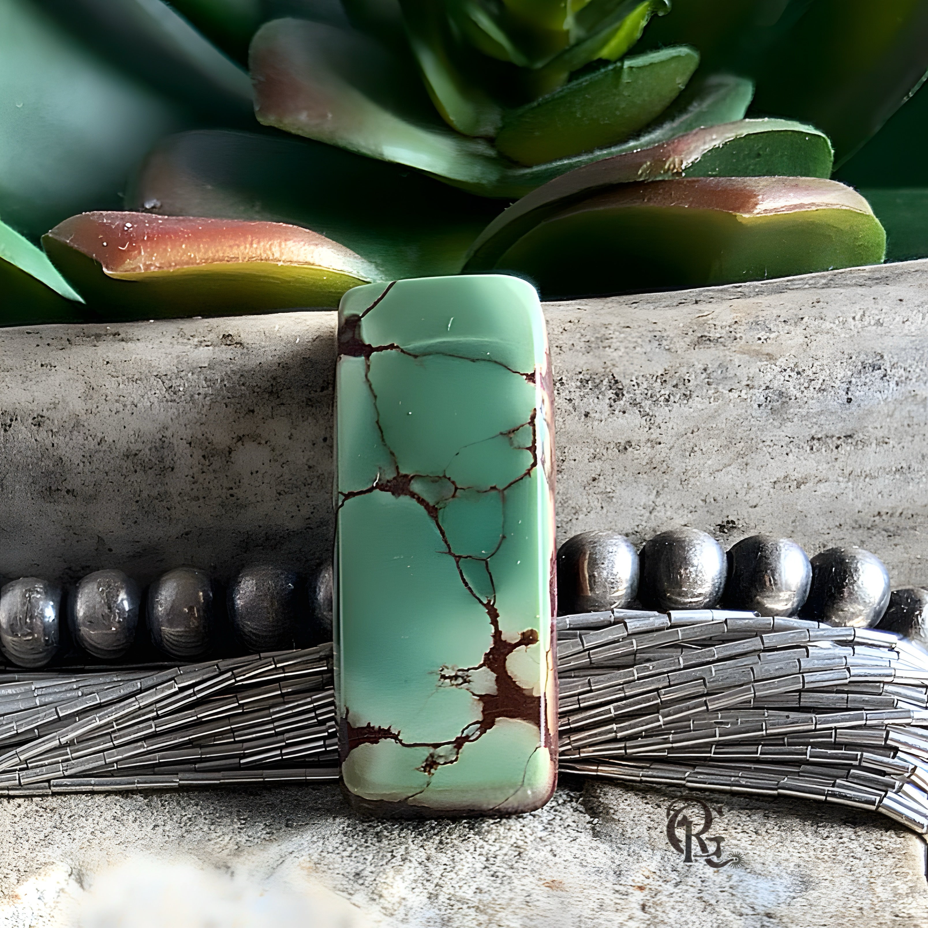 Treasure Mountain Turquoise Rectangle Cabochon-Hubei Province Gemstone