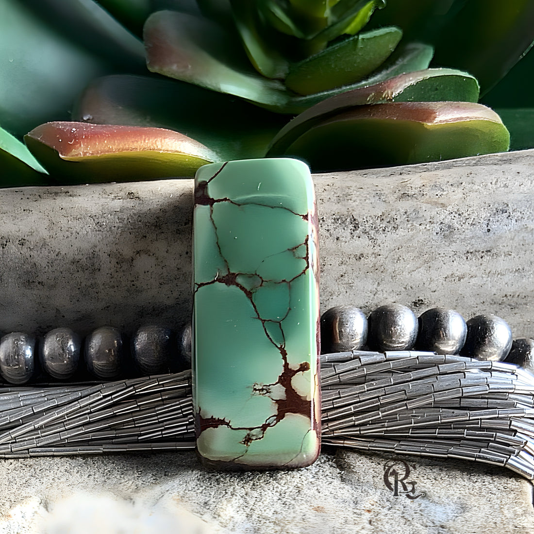 Treasure Mountain Turquoise Rectangle Cabochon-Hubei Province Gemstone