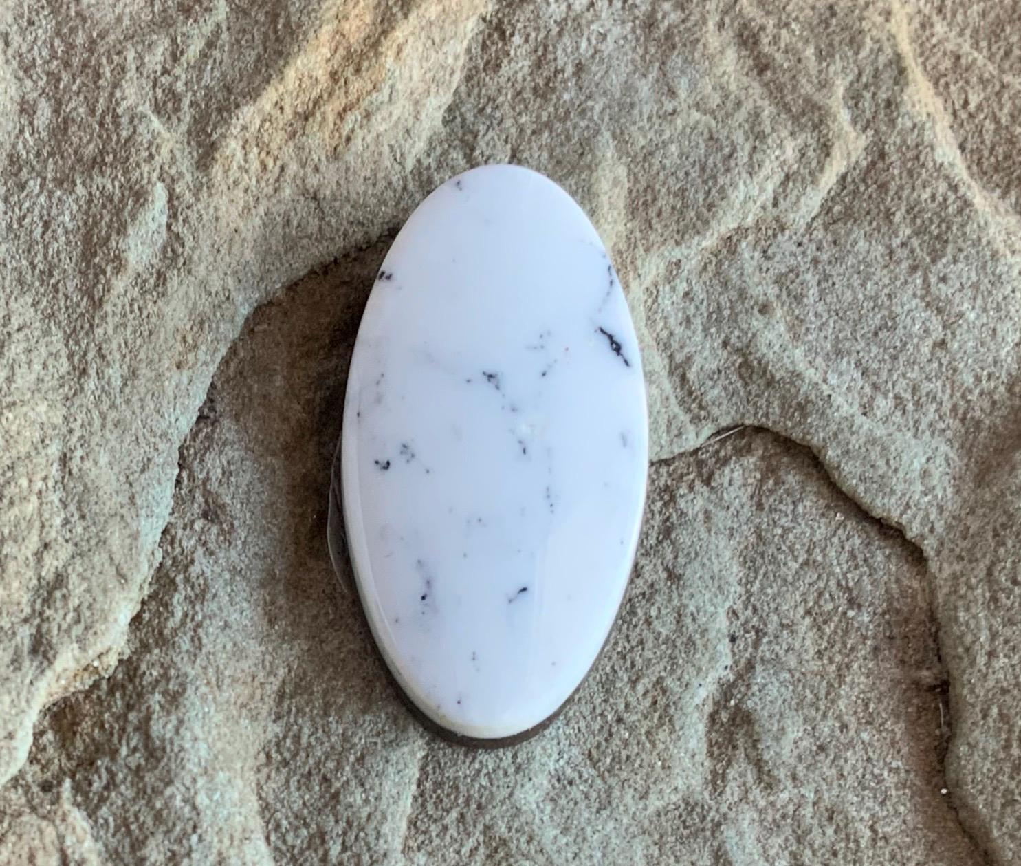 Natural White Buffalo Oval Cabochon-#WB18
