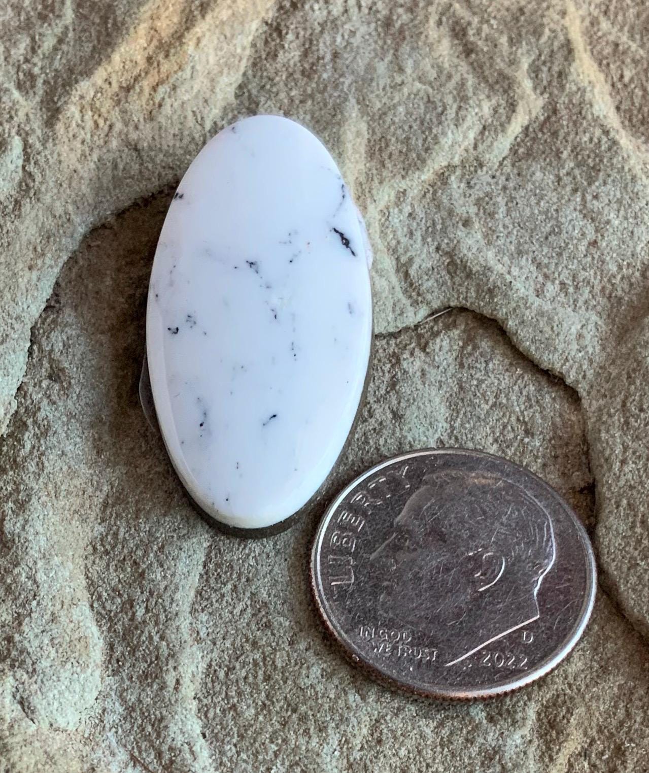 Natural White Buffalo Oval Cabochon-#WB18