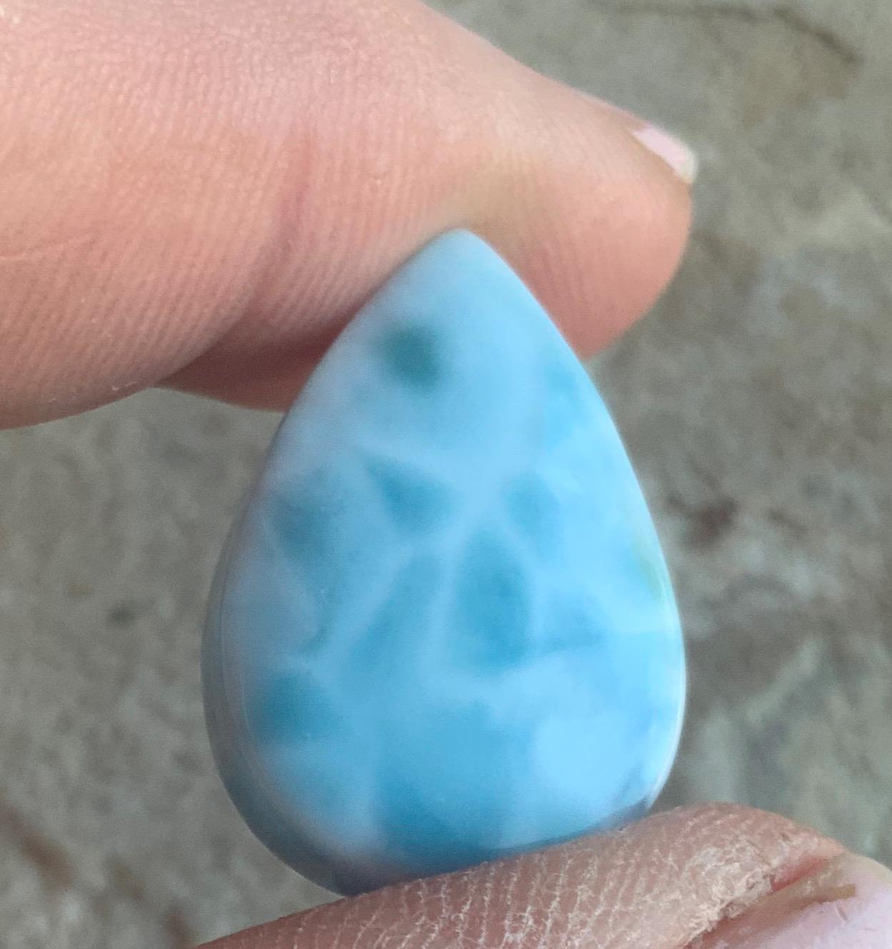 Beautiful Blue Larimar Teardrop Cabochon