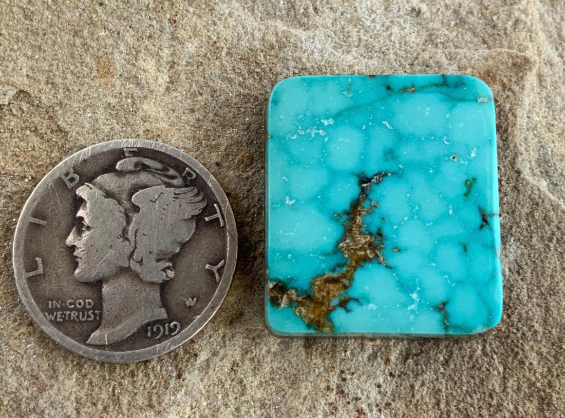 Beautiful Natural Turquoise Mountain Turquoise Rectangular Cabochon