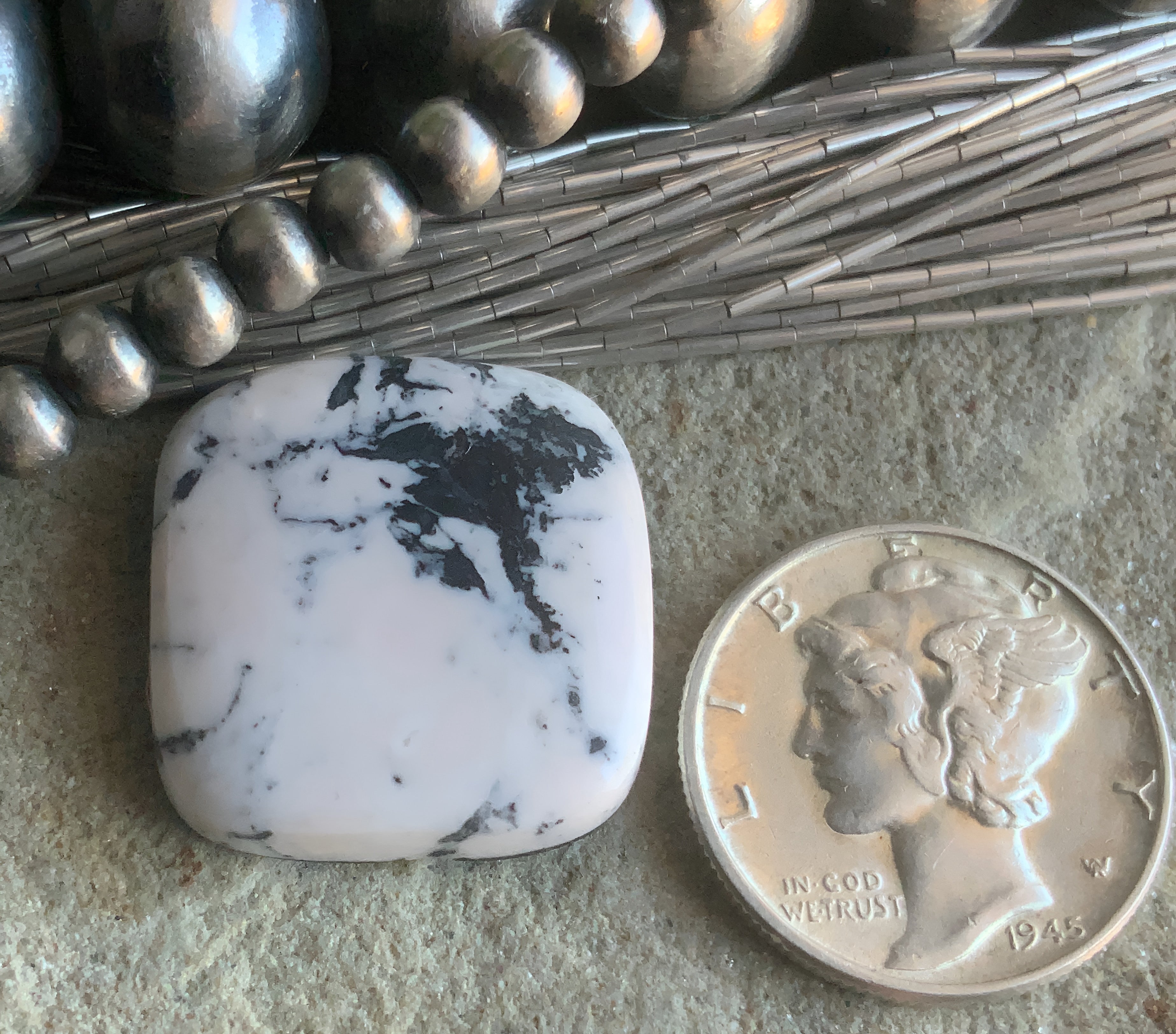 Natural White Buffalo Square Cabochon — Ranch Gypsy