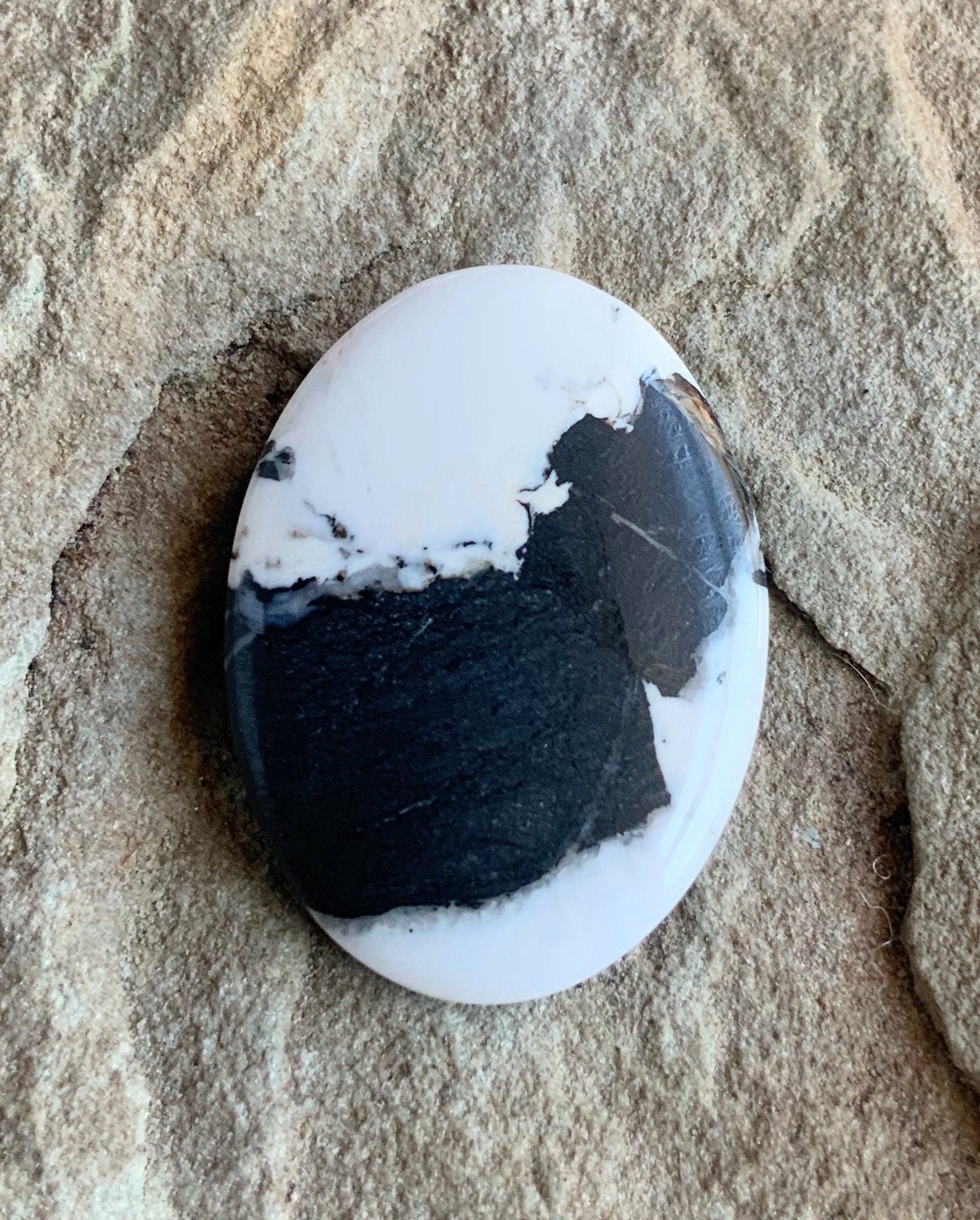 Beautiful Natural White Buffalo Oval Cabochon, 27 Carats — Ranch Gypsy