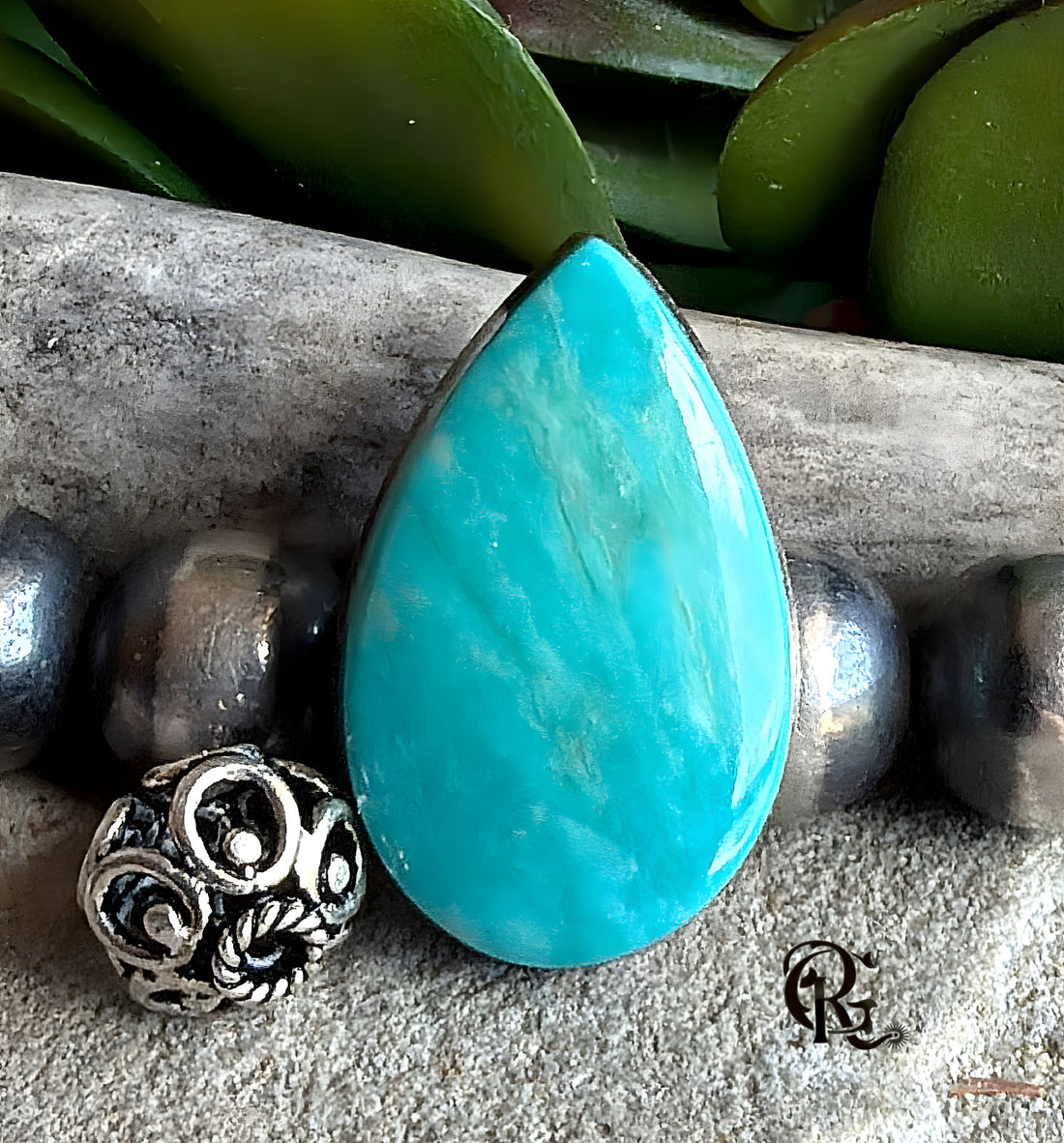 Royston Turquoise Blue Teardrop Cabochon.-Nevada Gemstone