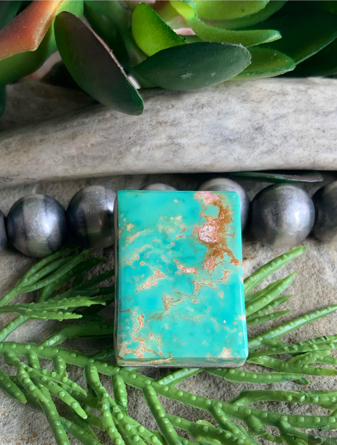 Natural Pilot Mountain Turquoise Rectangular Cabochon