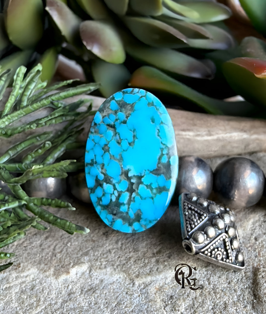Ithaca Peak Turquoise Blue Oval Cabochon With Black Matrix
