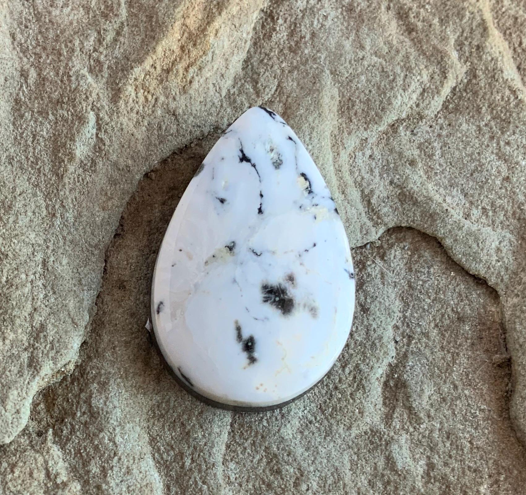 Beautiful Natural White Buffalo Teardrop Cabochon -#WB2