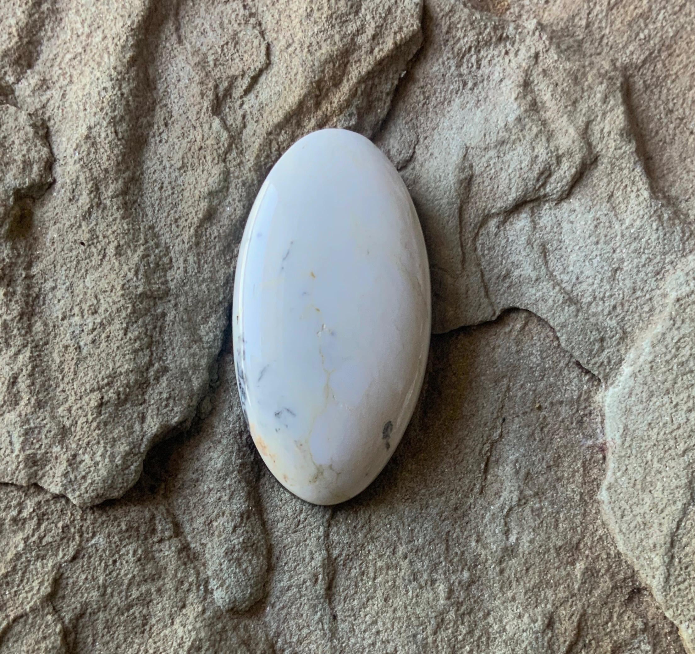 Natural White Buffalo Long Oval Cabochon — Ranch Gypsy