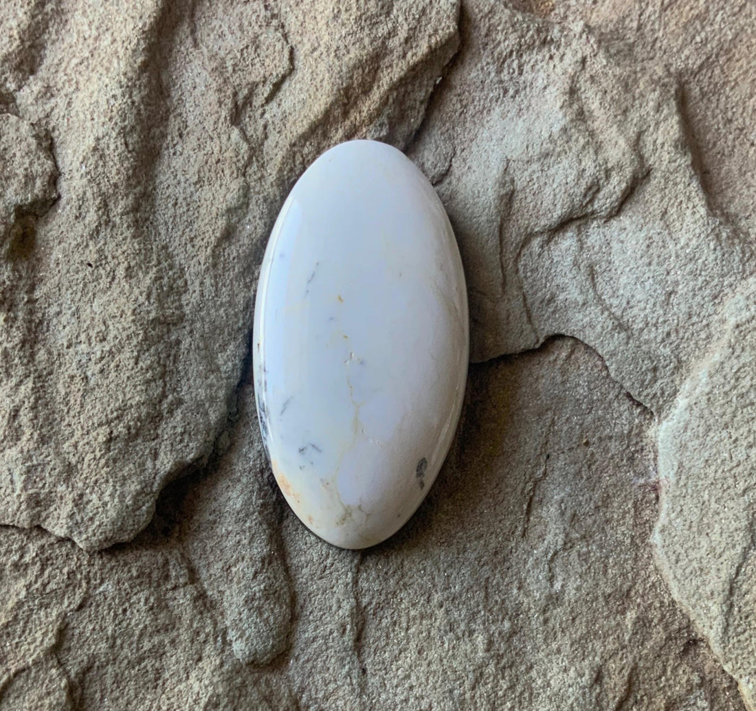 Natural White Buffalo Long Oval Cabochon — Ranch Gypsy