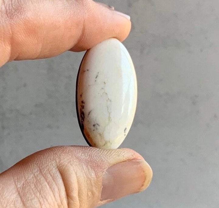 Natural White Buffalo Long Oval Cabochon — Ranch Gypsy