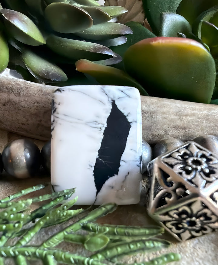 Beautiful Natural White Buffalo Rectangular Cabochon