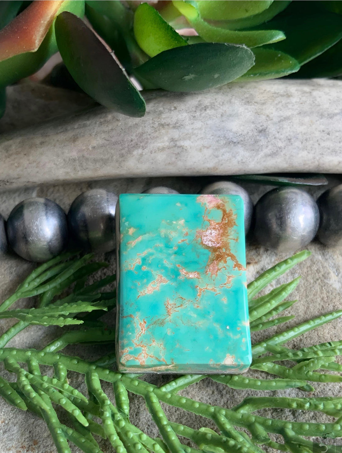 Natural Pilot Mountain Turquoise Rectangular Cabochon
