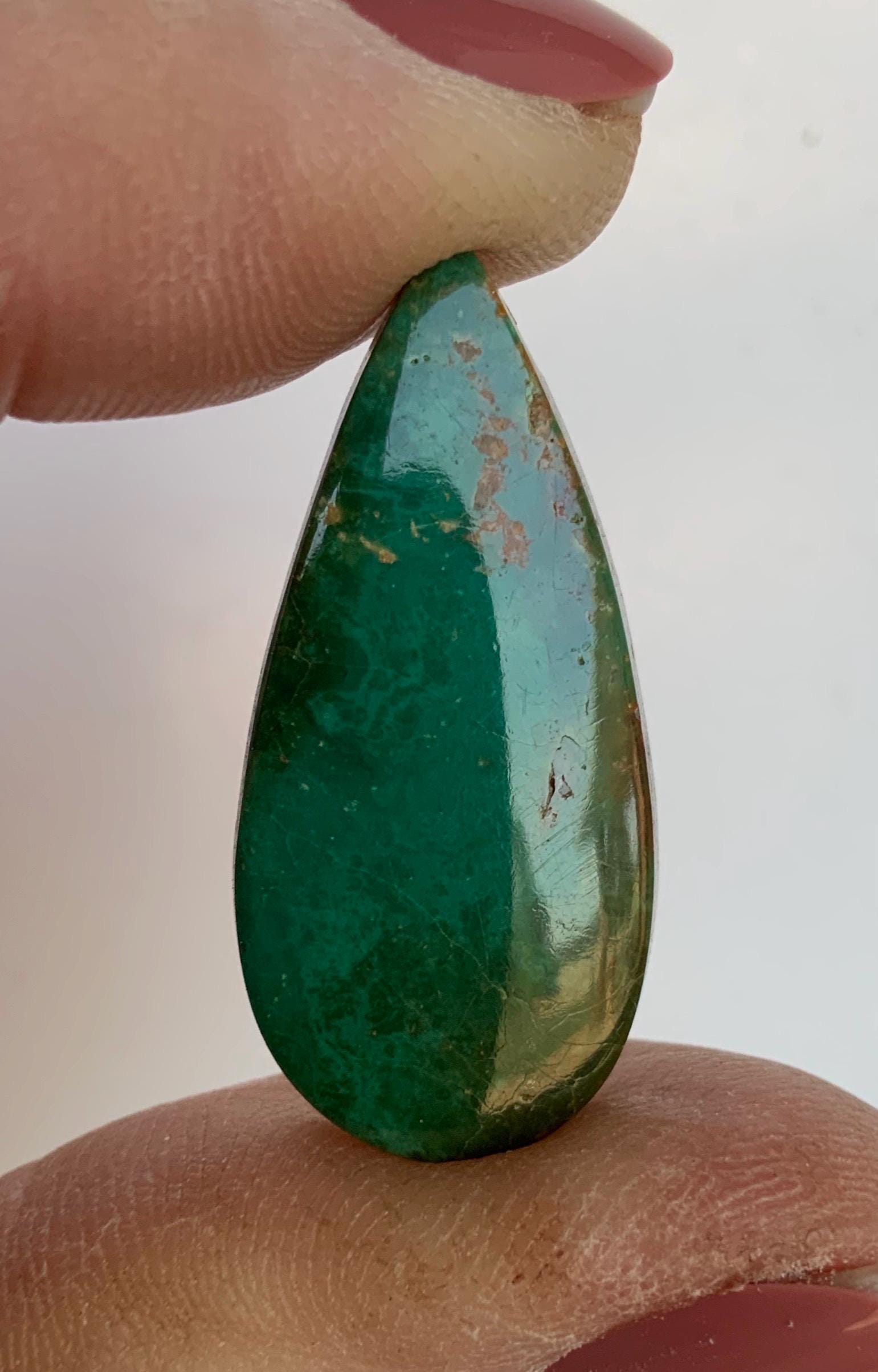 Natural Royston Turquoise Dark Green Teardrop Cabochon #R162