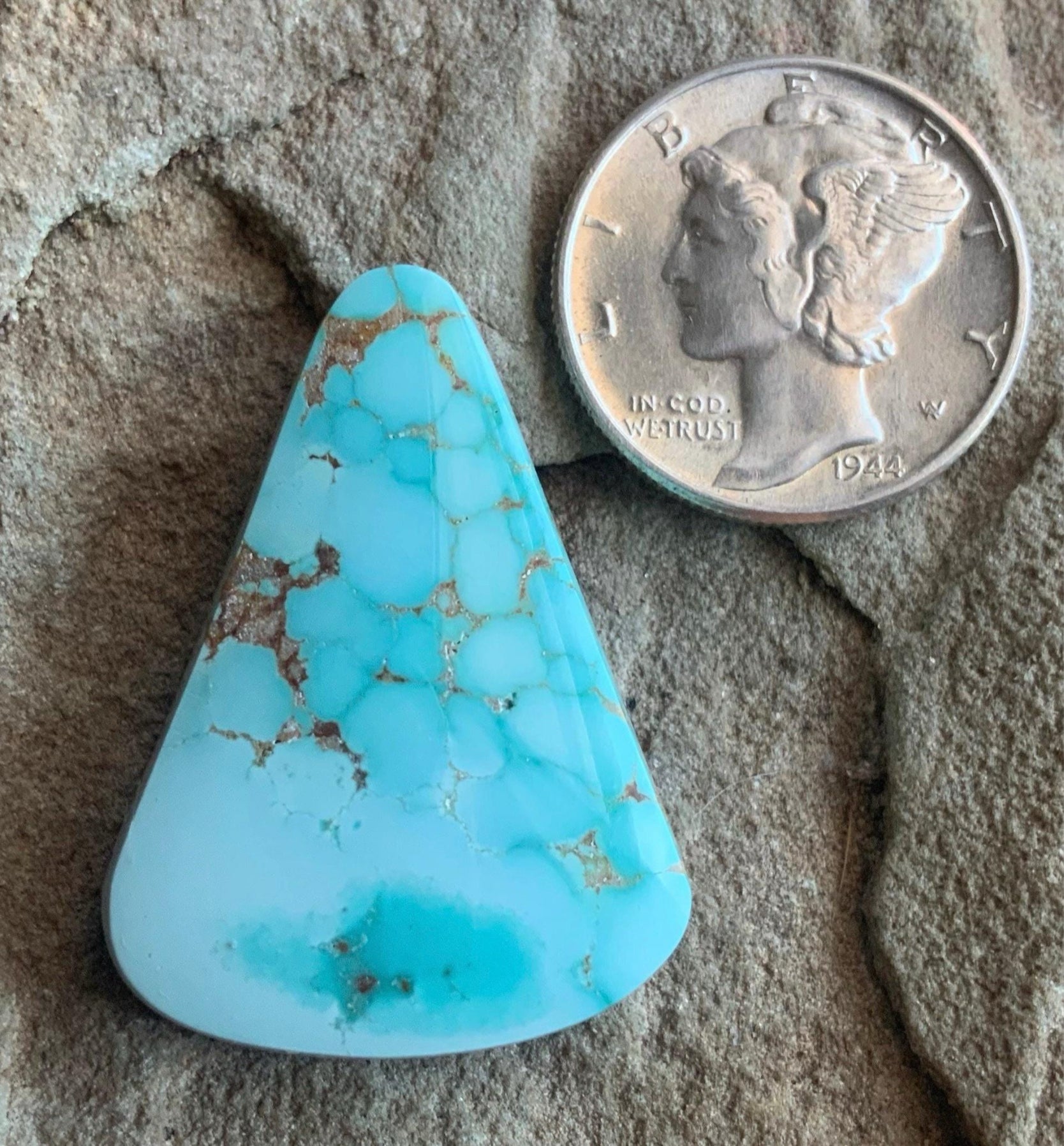 Natural Number 8 Turquoise High Grade Triangular Cabochon