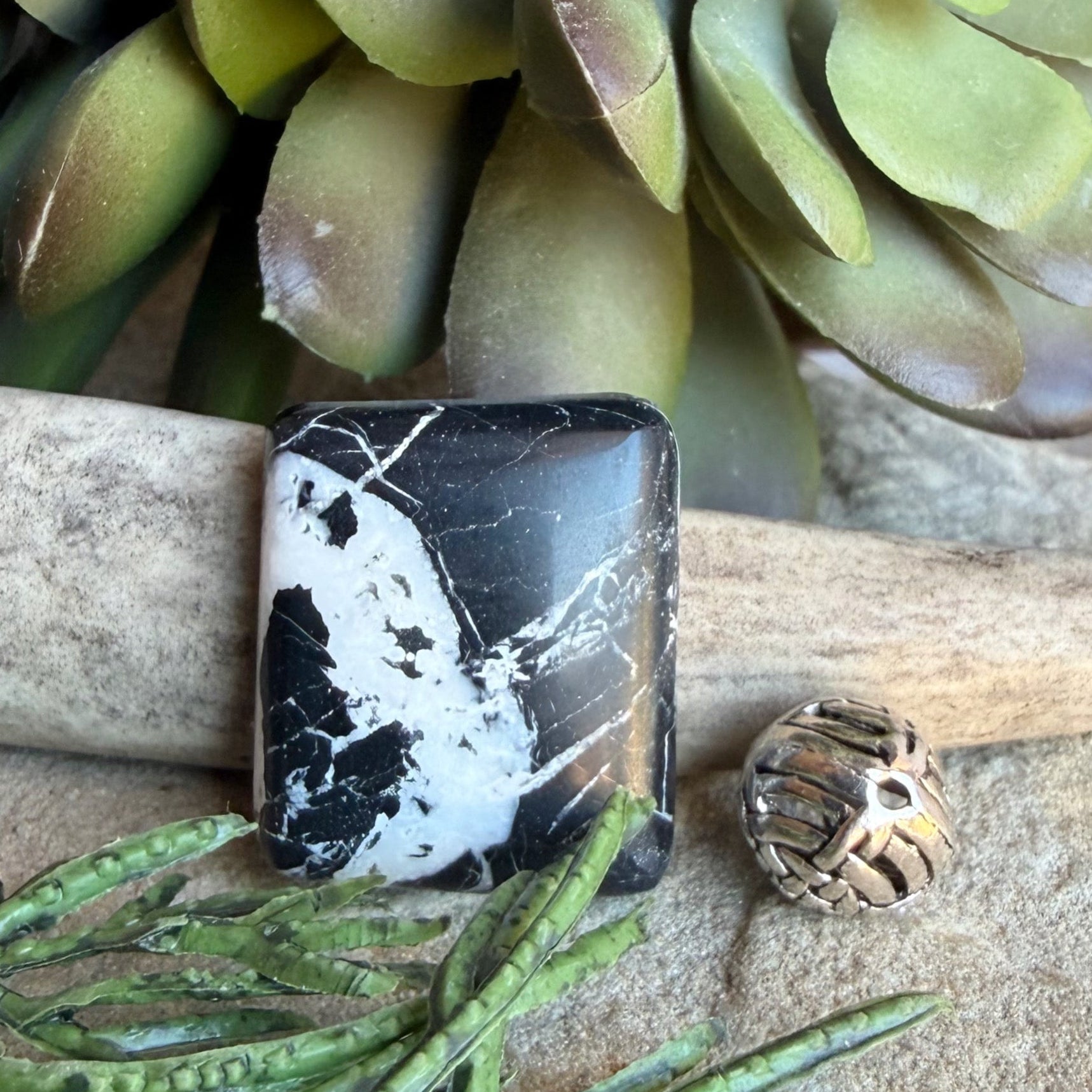 Natural White Buffalo Rectangular Cabochon