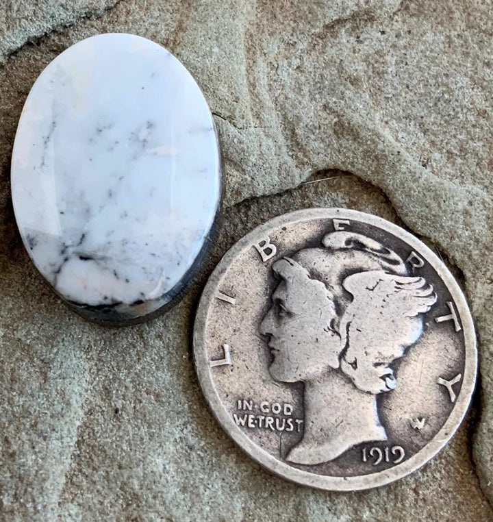 Beautiful Natural White Buffalo Oval Cabochon, 11 Carats — Ranch Gypsy