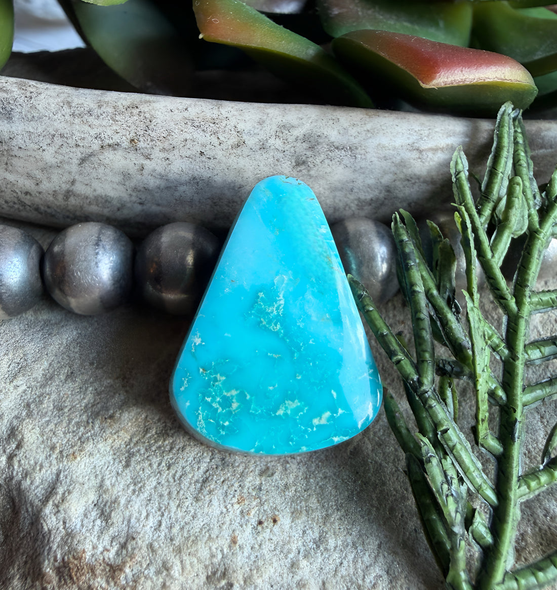 Natural Royston Turquoise Blue Triangle Cabochon- Nevada Gemstone