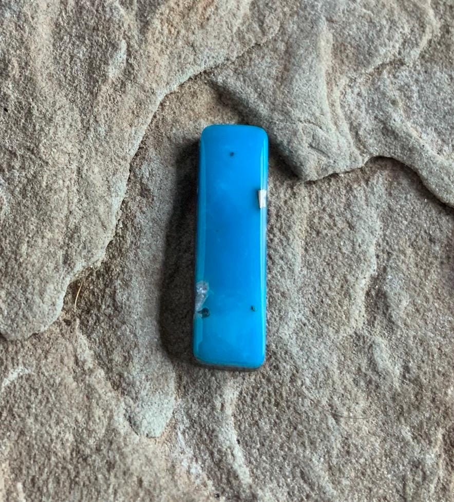 Incredible Ithaca Peak Turquoise High Grade Cabochon with Pyrite and Quartz Inclusions