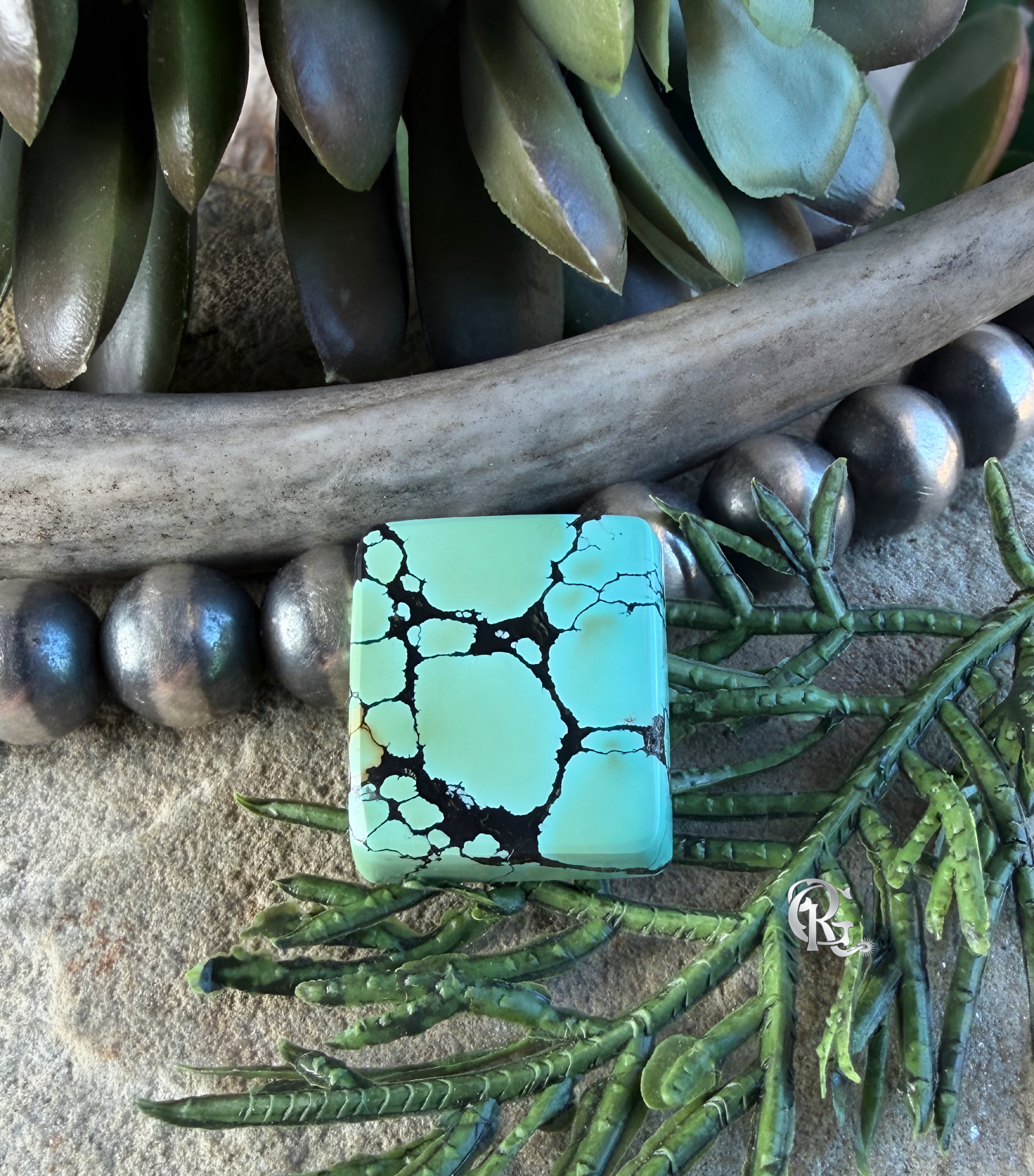 Bao Canyon Turquoise Rectangular Green Cabochon-Hubei Province Gemstone