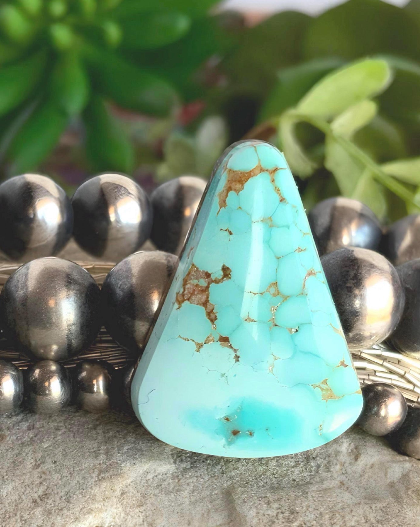Natural Number 8 Turquoise High Grade Triangular Cabochon