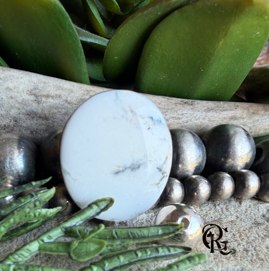Natural White Buffalo Oval Cabochon #WB 48