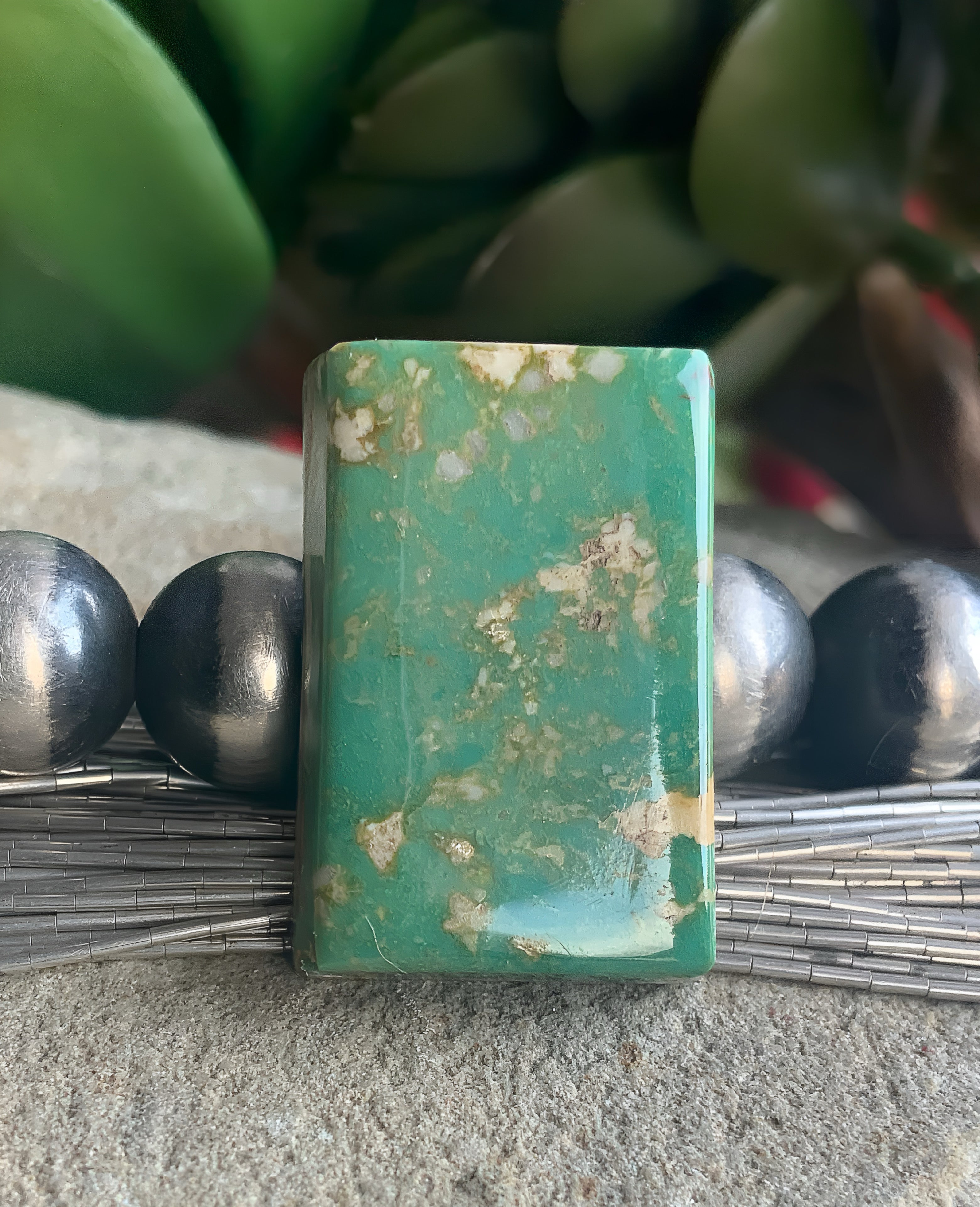 Turquoise Mountain Turquoise Green Rectangular Cabochon-Arizona Gemstone