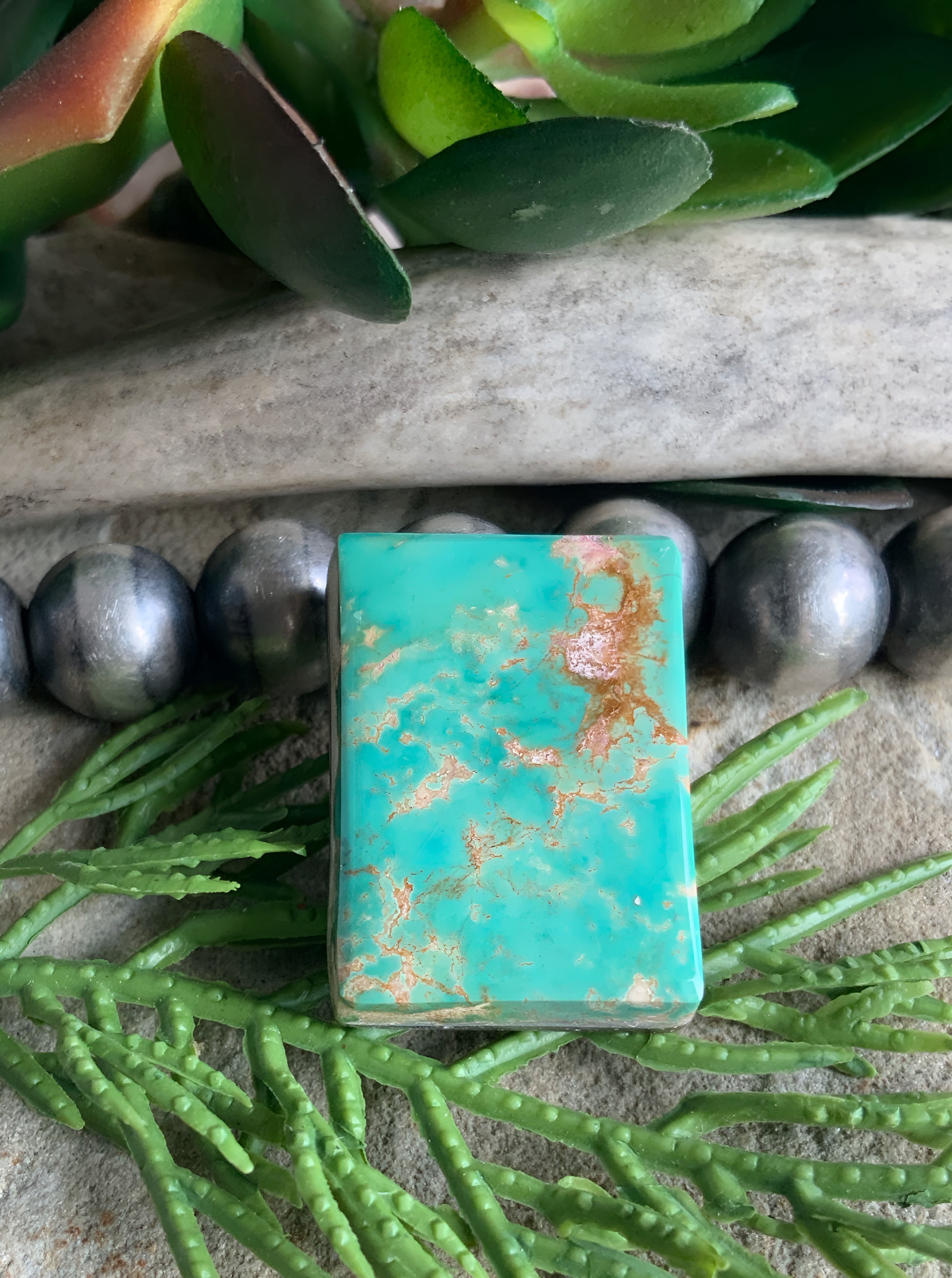 Natural Pilot Mountain Turquoise Rectangular Cabochon