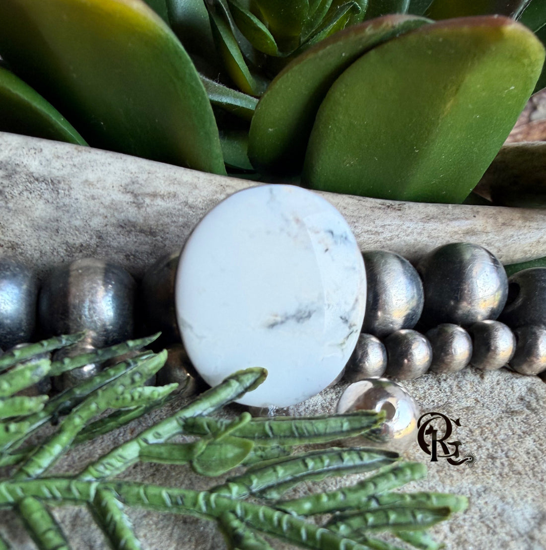 Natural White Buffalo Oval Cabochon #WB 48