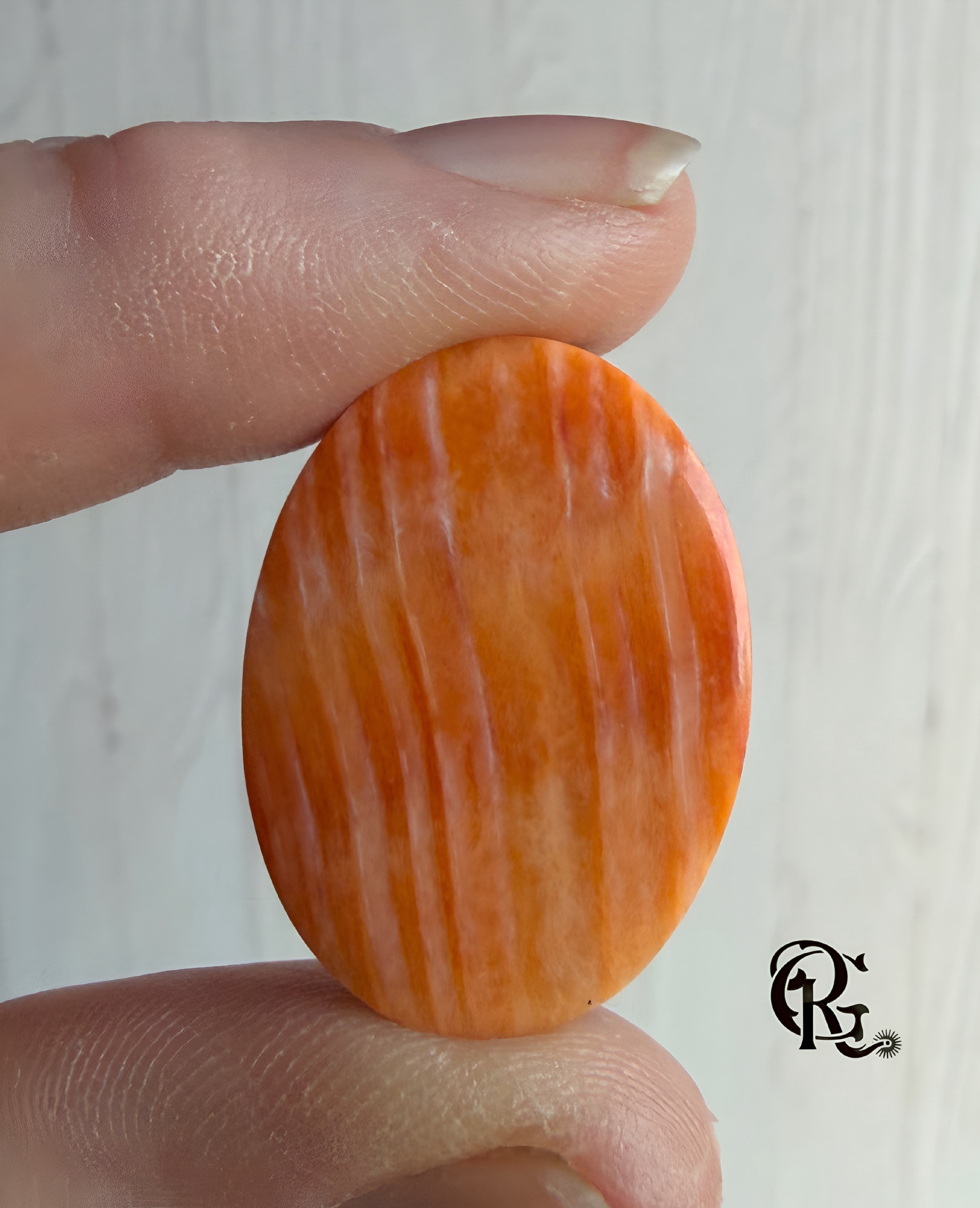 Orange Spiny Oyster Oval Cabochon #14