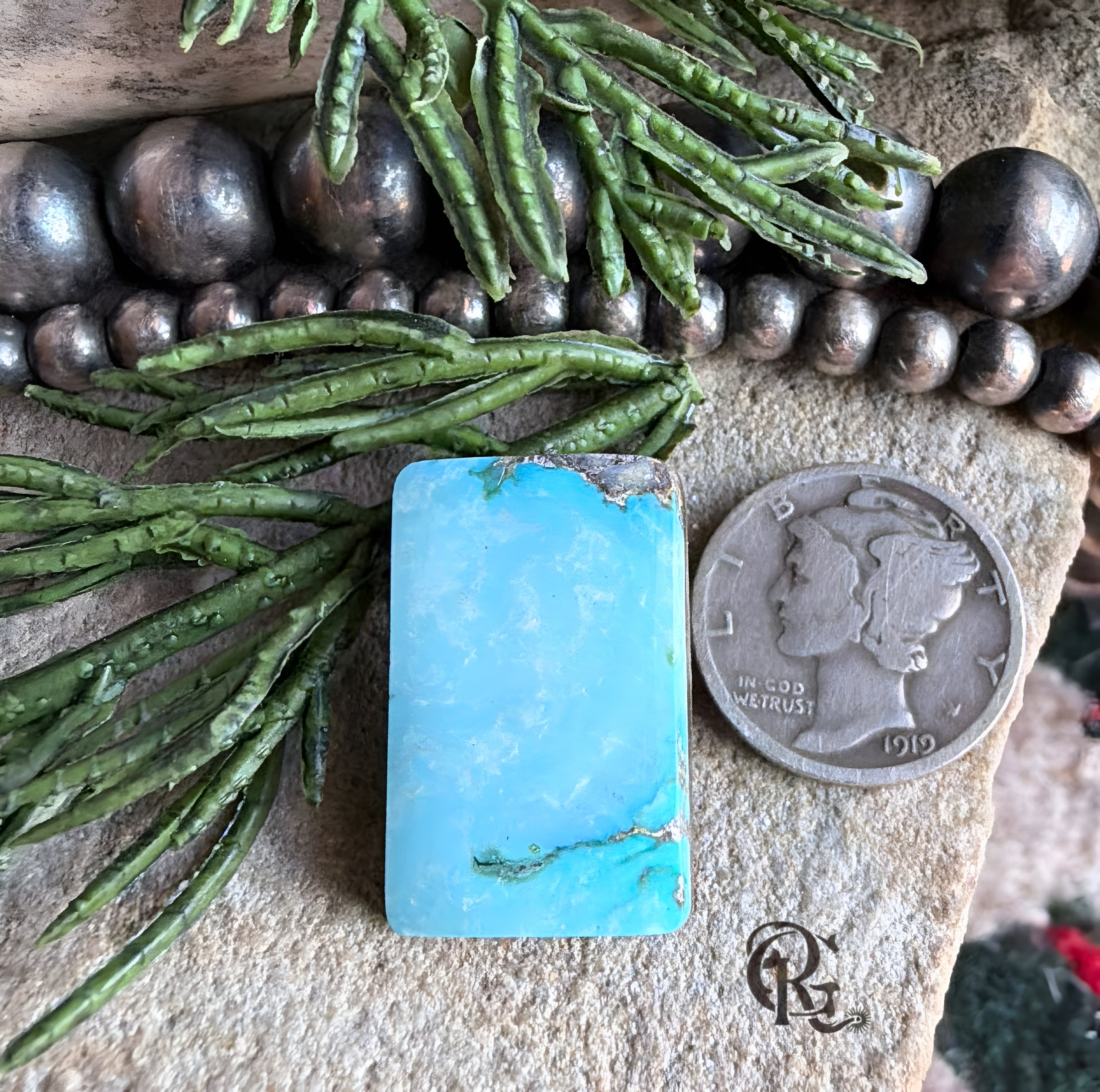 Royston Turquoise Blue Rectangular Cabochon-Nevada Mined Gemston