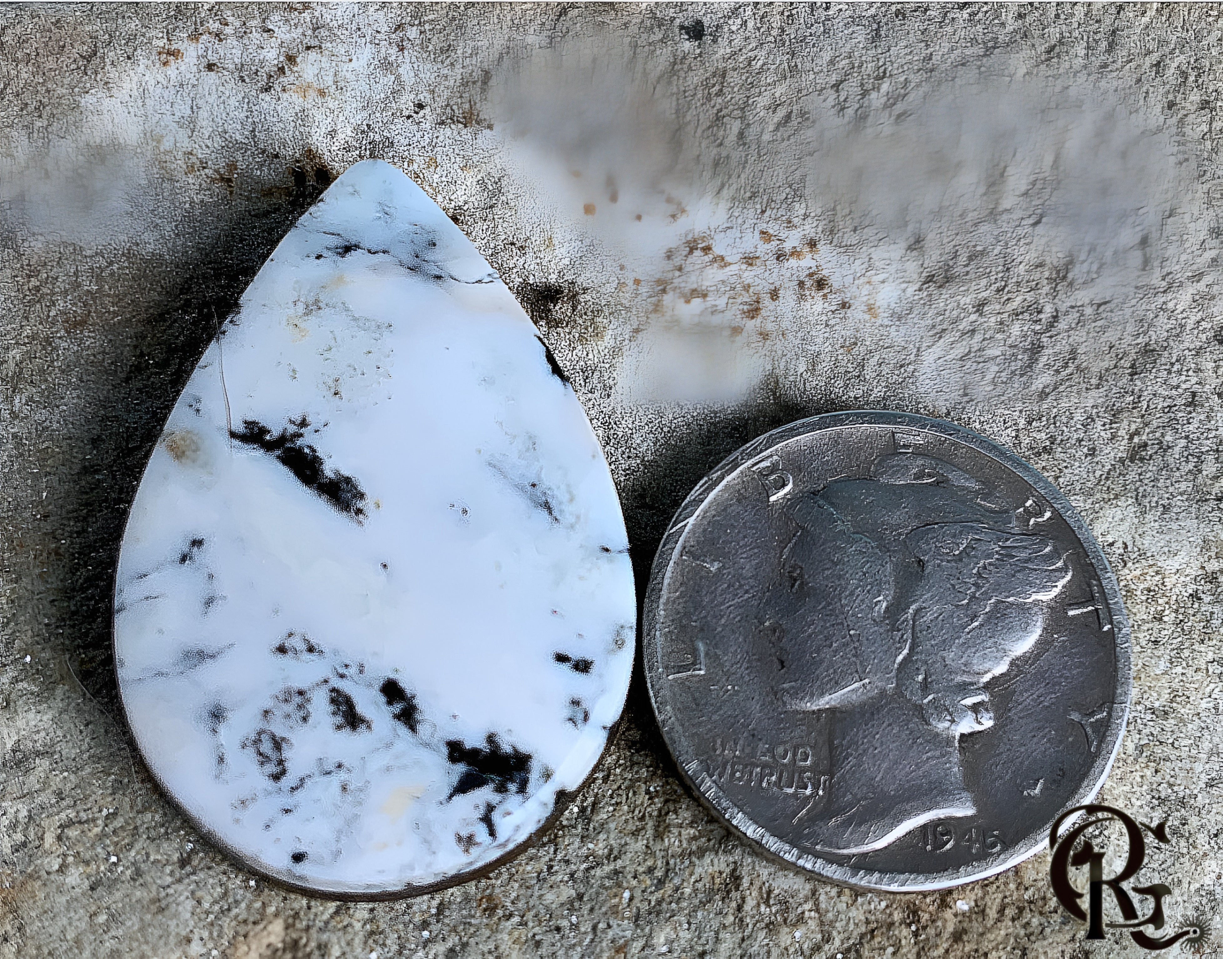 Natural White Buffalo Teardrop Cabochon