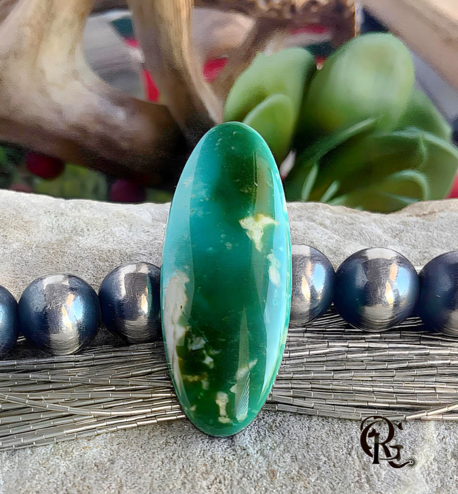Natural Royston Turquoise Oval Green Cabochon