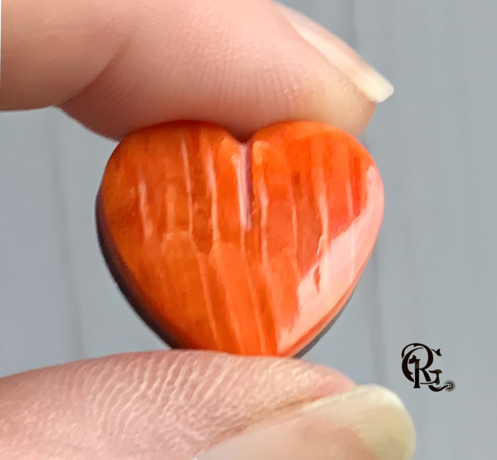 Orange Spiny Oyster Heart Cabochon