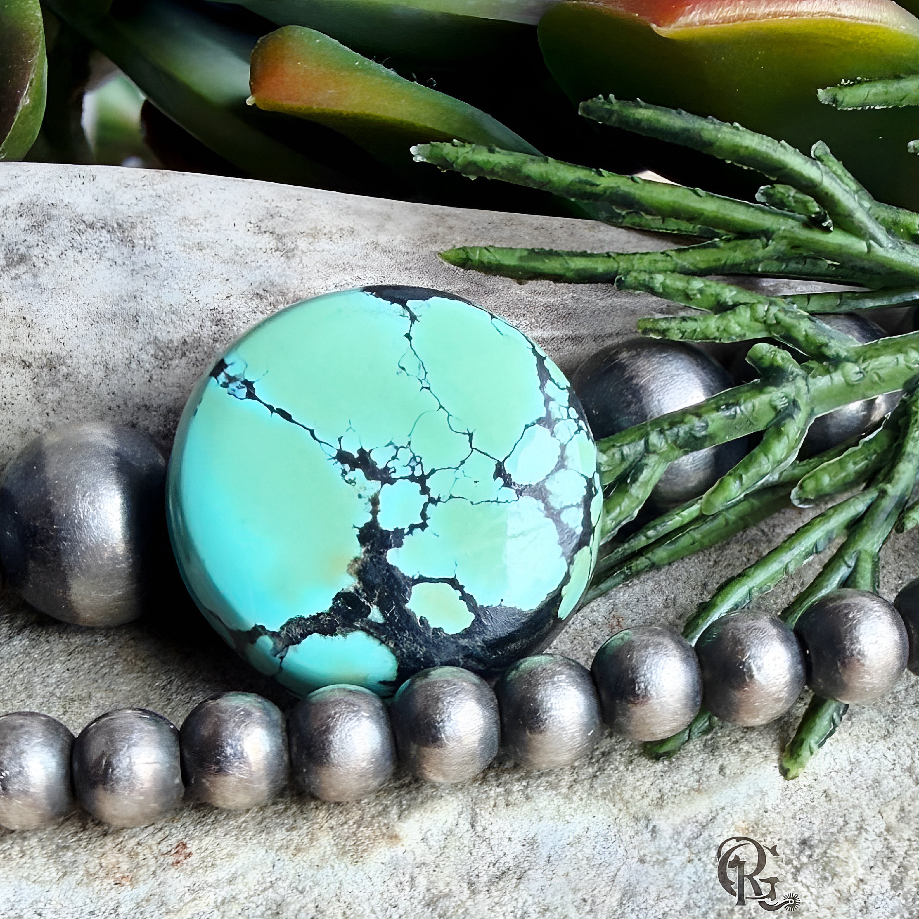 Bao Canyon Turquoise Round Cabochon -Hubei Province Gemstone
