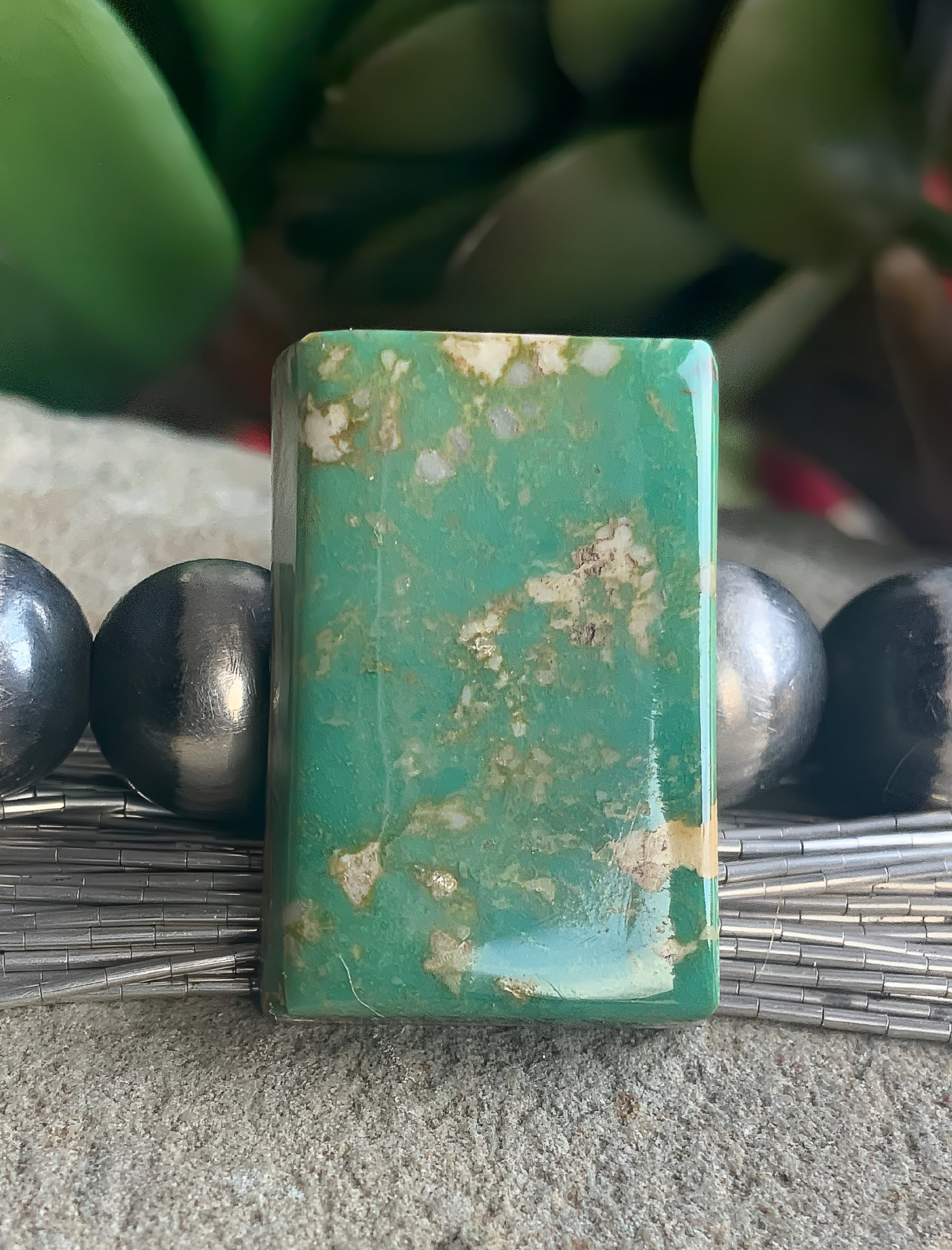 Turquoise Mountain Turquoise Green Rectangular Cabochon-Arizona Gemstone