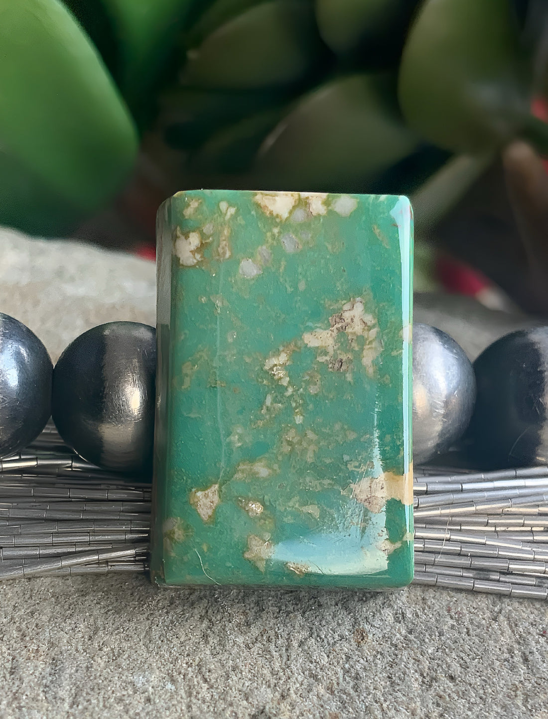 Turquoise Mountain Turquoise Green Rectangular Cabochon-Arizona Gemstone