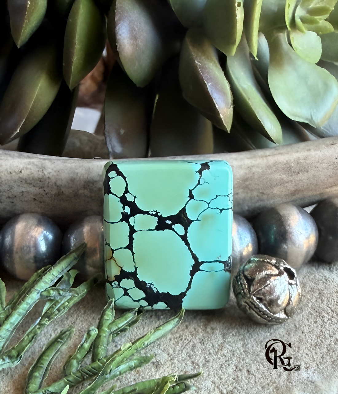 Bao Canyon Turquoise Rectangular Green Cabochon-Hubei Province Gemstone