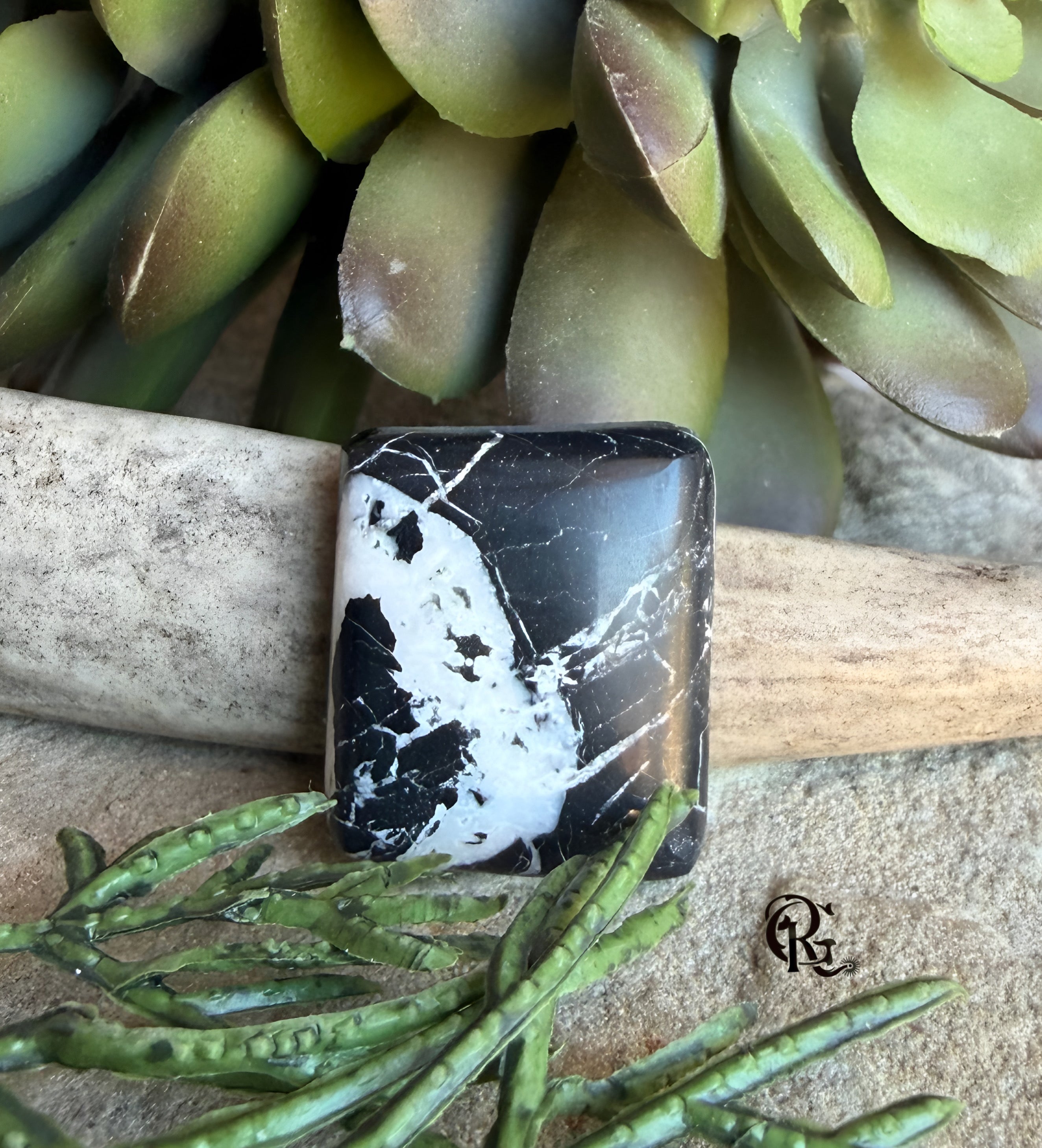 Natural White Buffalo Rectangular Cabochon