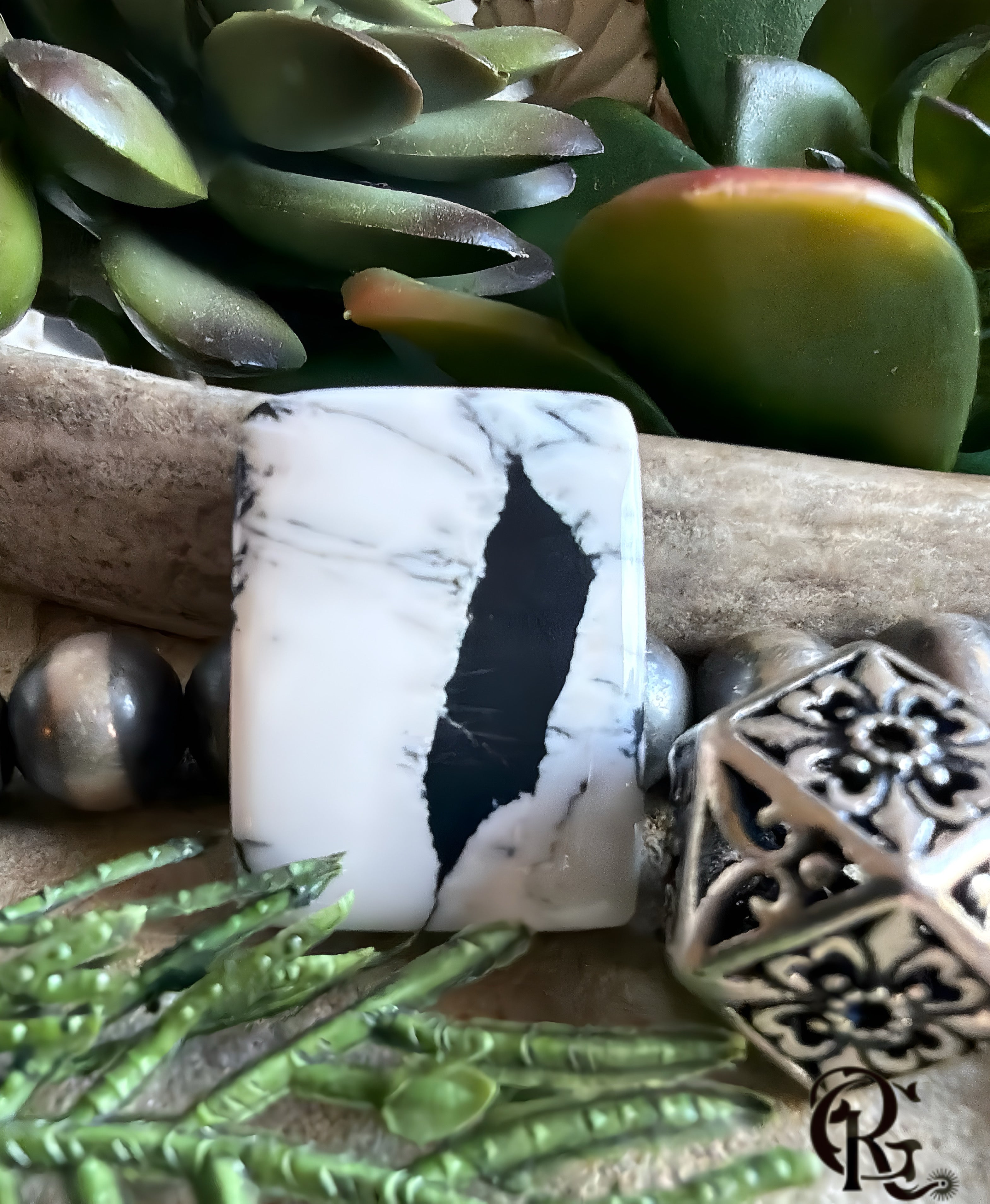 Beautiful Natural White Buffalo Rectangular Cabochon