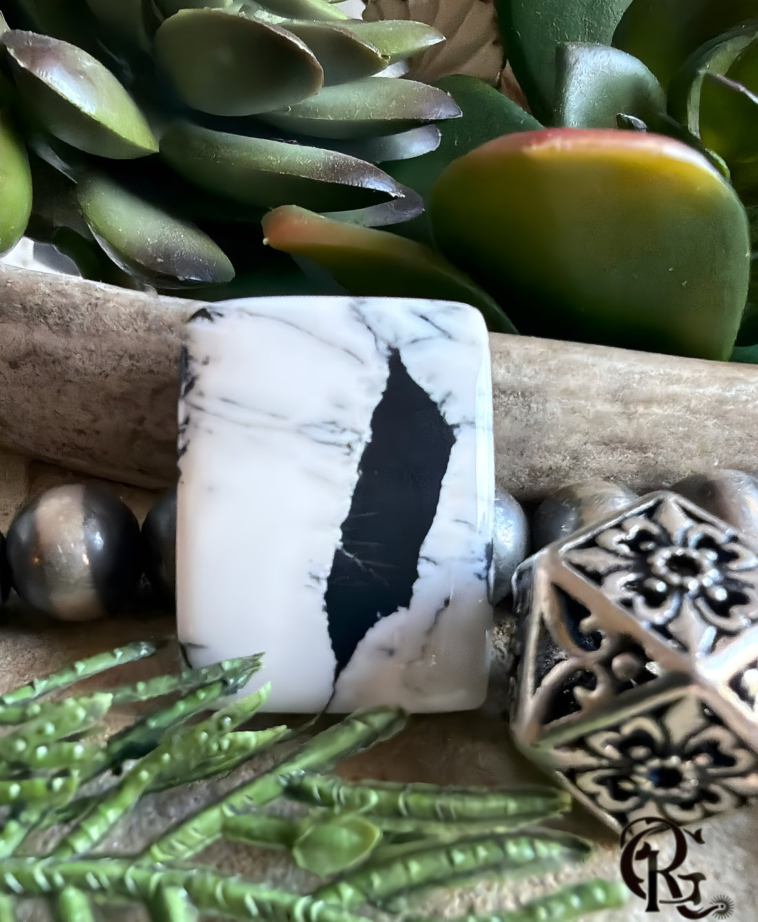 Beautiful Natural White Buffalo Rectangular Cabochon