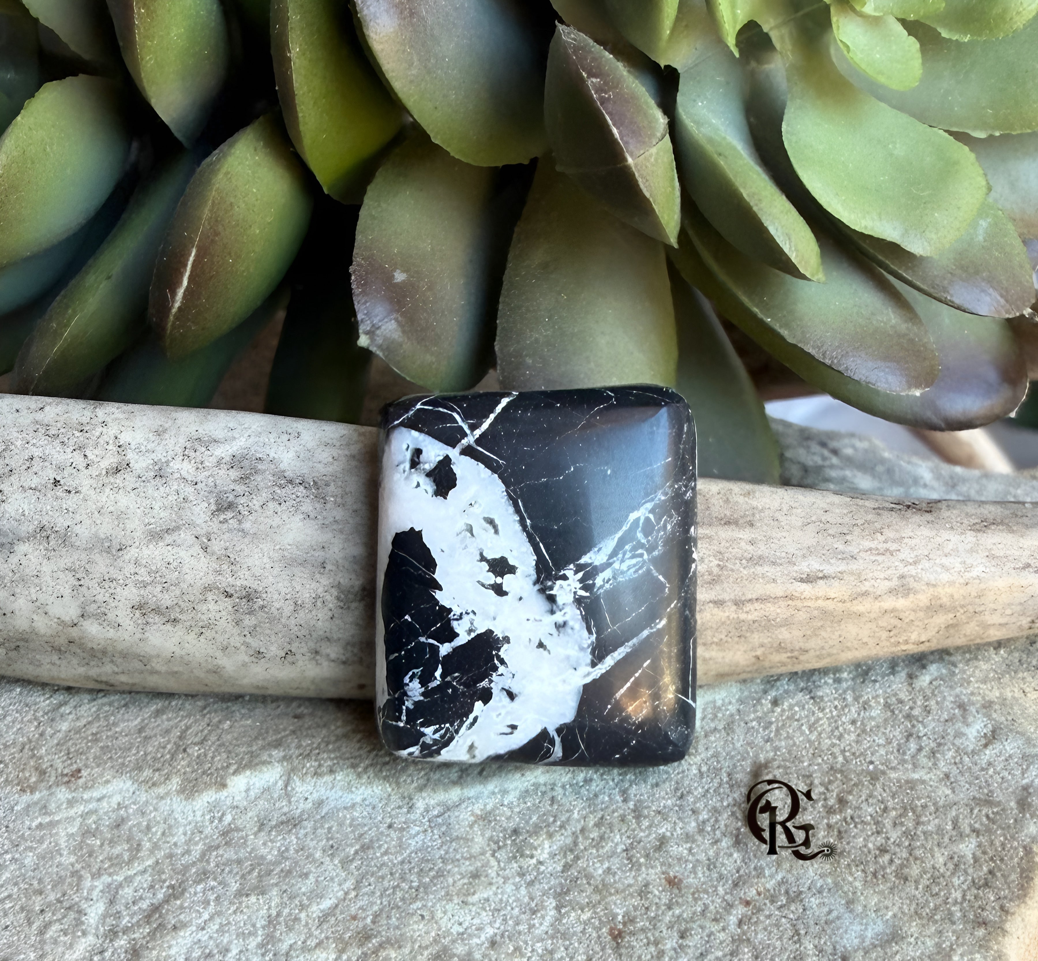 Natural White Buffalo Rectangular Cabochon