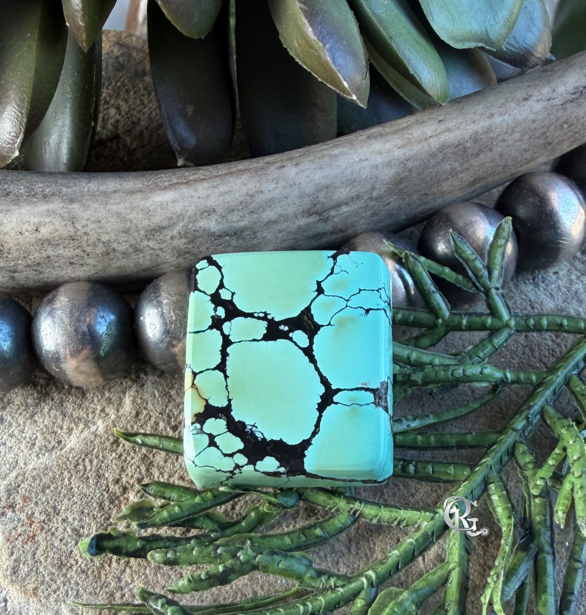 Bao Canyon Turquoise Rectangular Green Cabochon-Hubei Province Gemstone