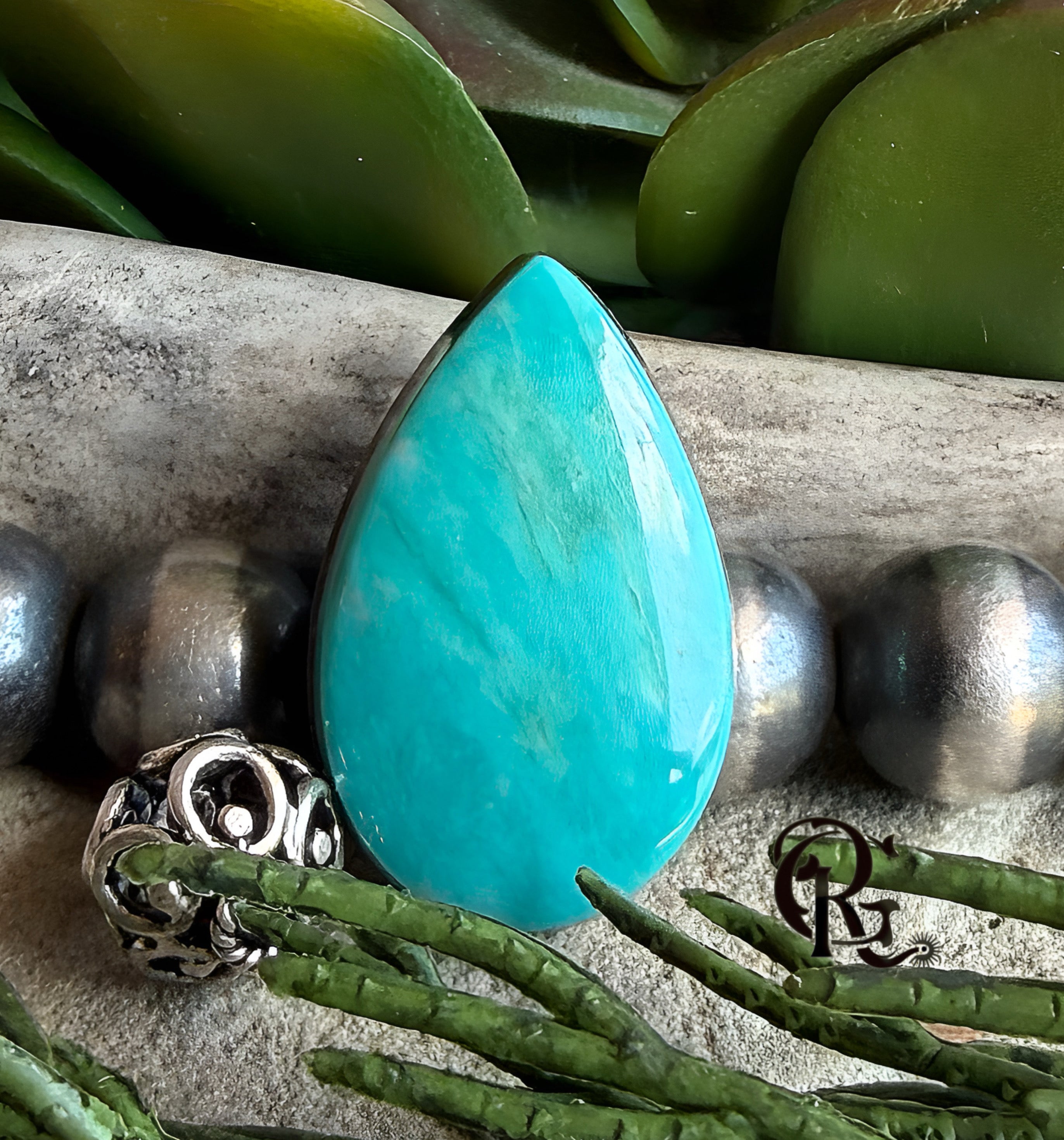 Royston Turquoise Blue Teardrop Cabochon.-Nevada Gemstone