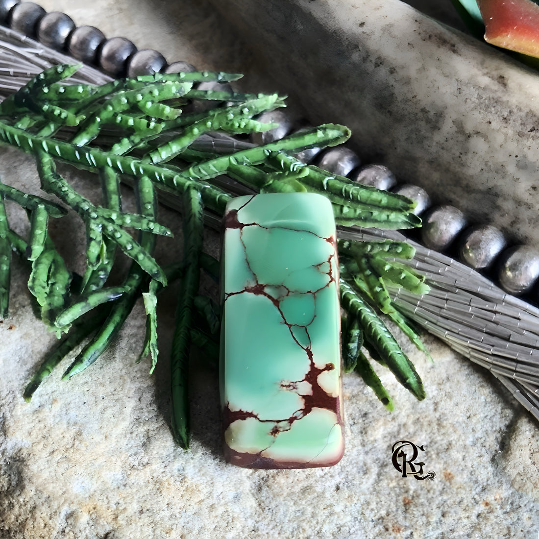 Treasure Mountain Turquoise Rectangle Cabochon-Hubei Province Gemstone