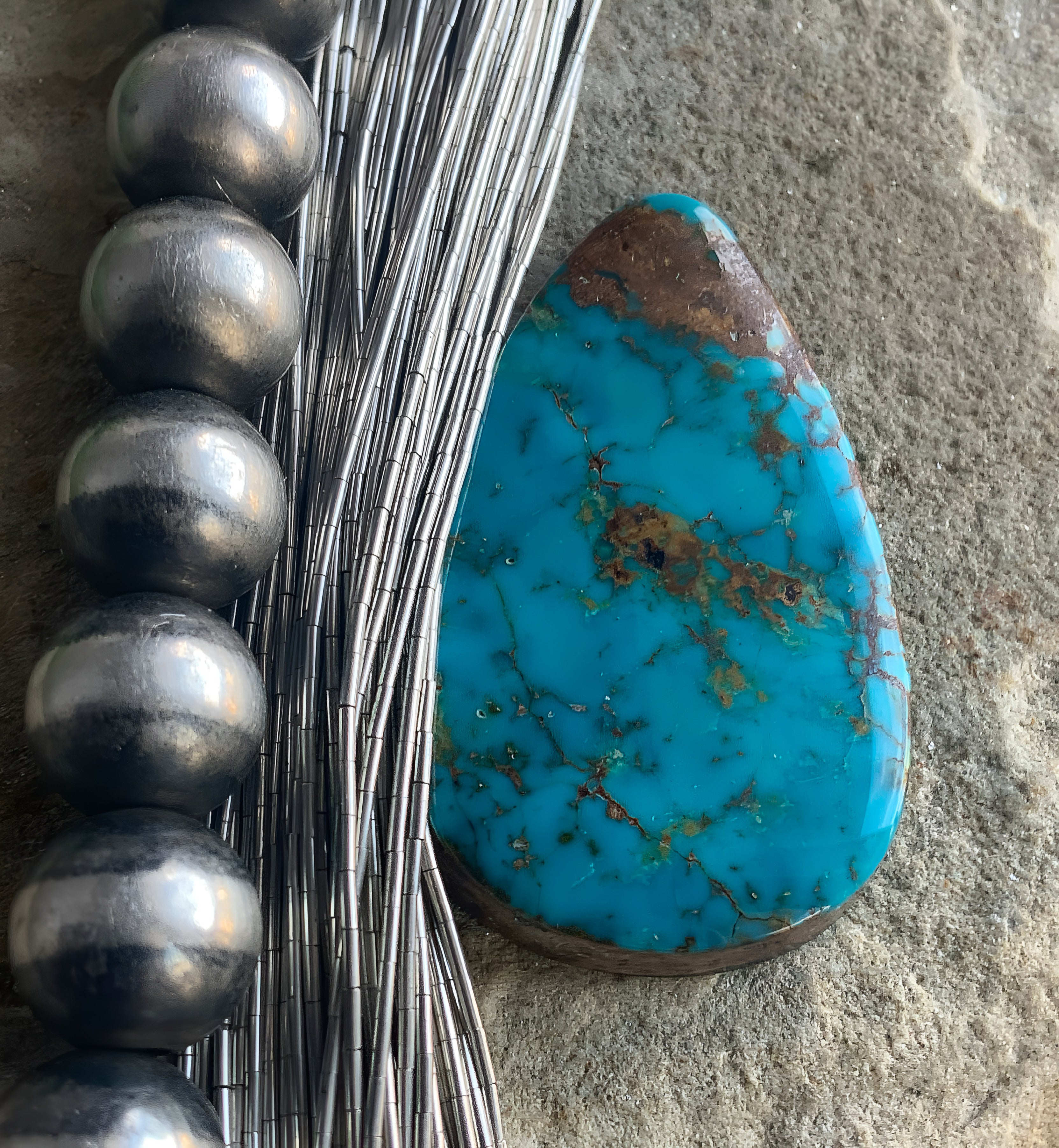 Natural Turquoise Mountain Turquoise Teardrop Cabochon