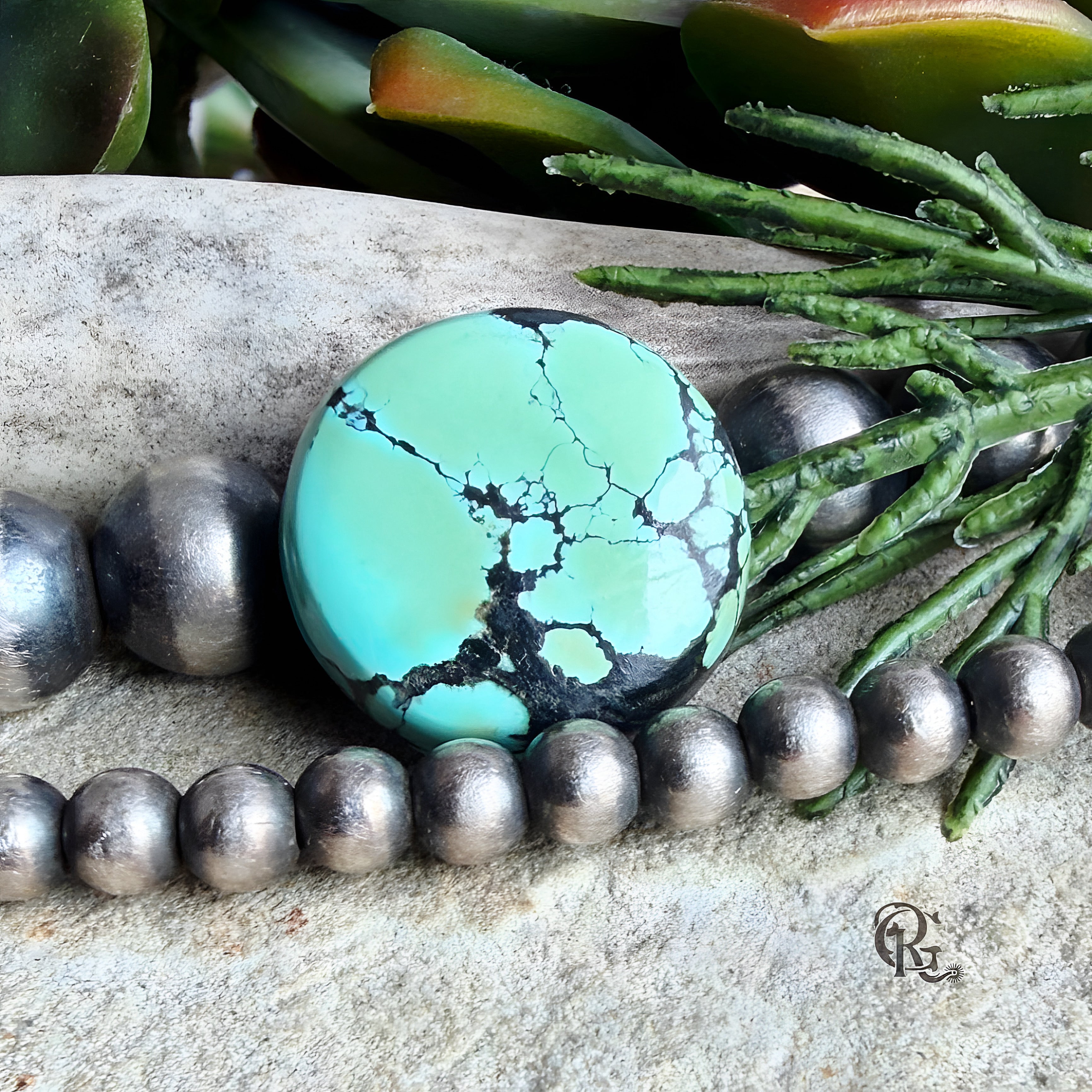 Bao Canyon Turquoise Round Cabochon -Hubei Province Gemstone