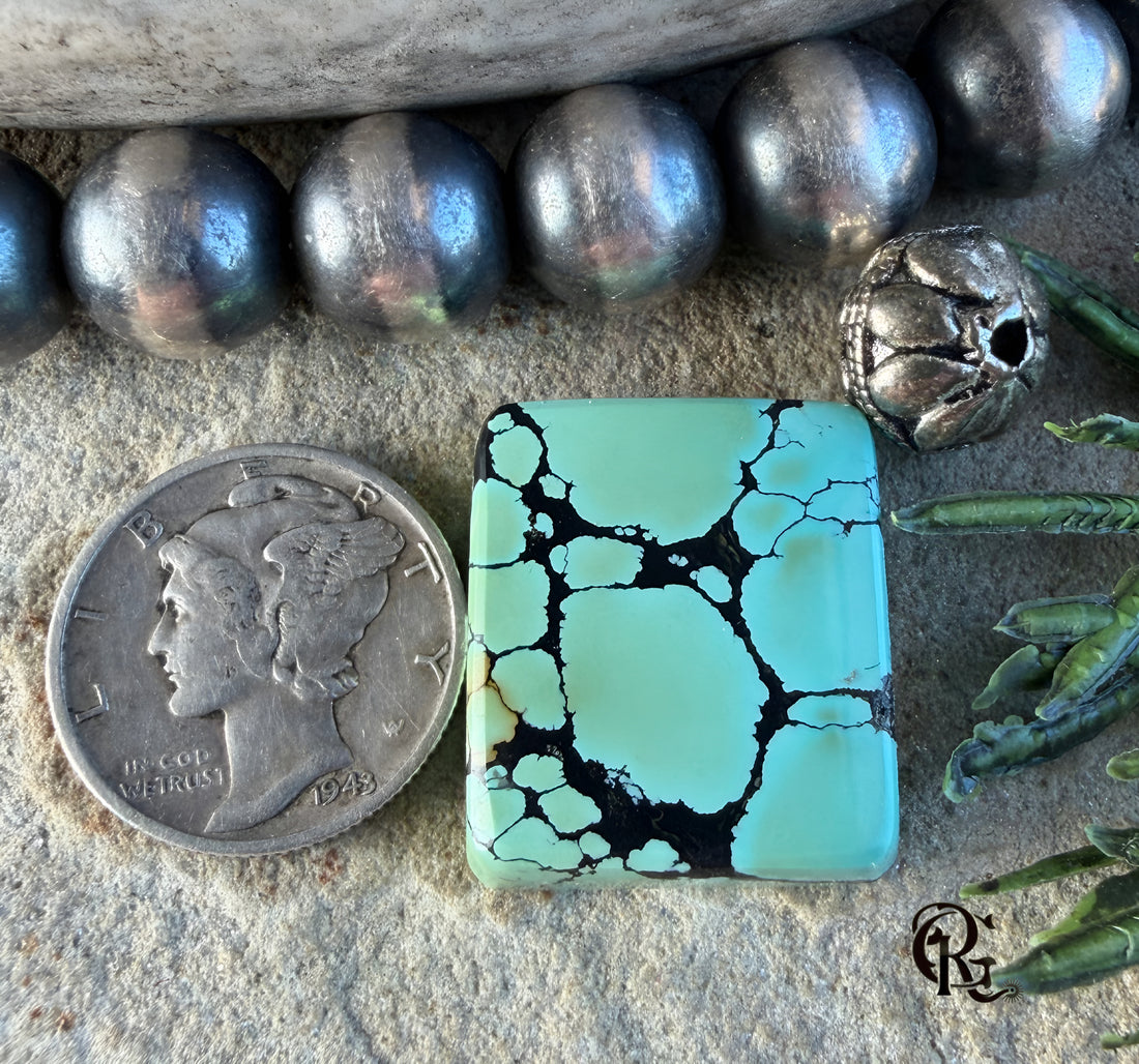 Bao Canyon Turquoise Rectangular Green Cabochon-Hubei Province Gemstone
